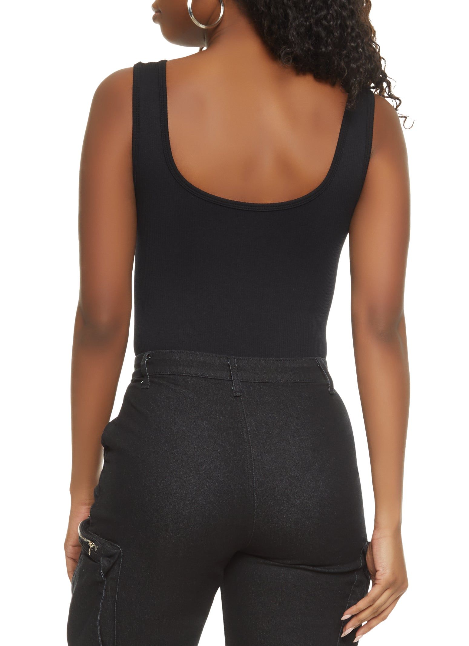 Ribbed Knit Seamless Scoop Neck Sleeveless Bodysuit sold by Rainbow product image thumbnail 3