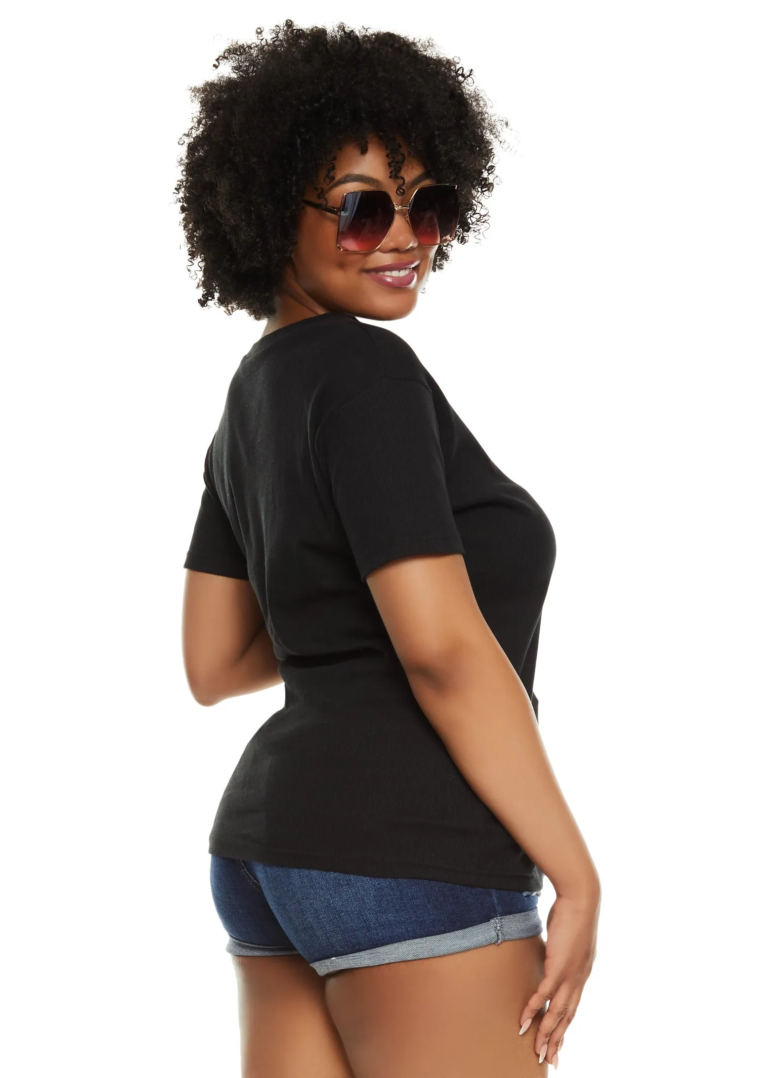 Plus Size Rib Knit Enjoy The Little Things T Shirt sold by Rainbow product image thumbnail 2