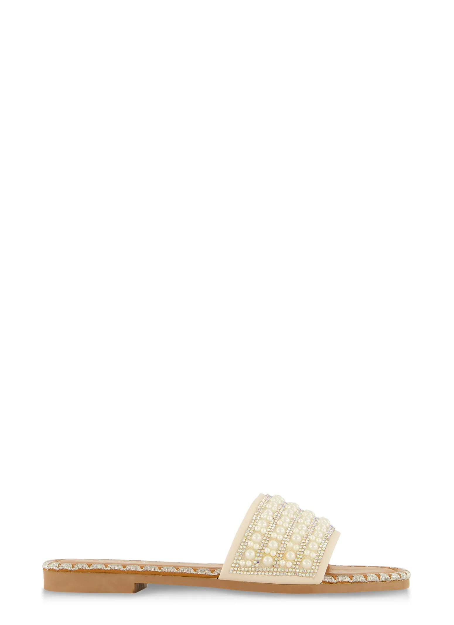 Faux Pearl Rhinestone Band Slide Sandals sold by Rainbow product image thumbnail 2