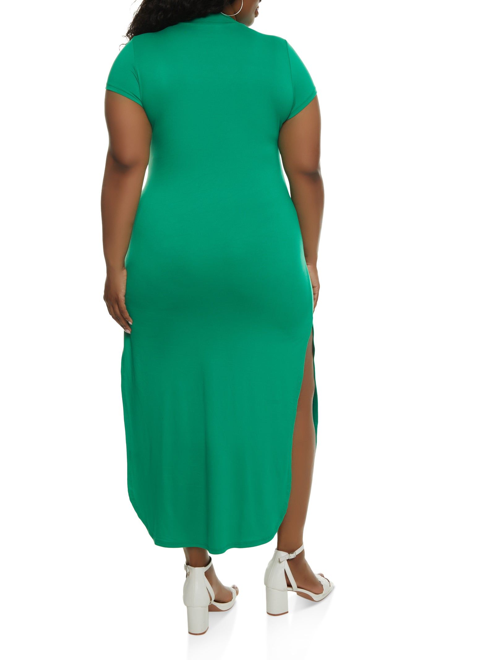 Plus Size Side Slit Mock Neck Maxi Dress sold by Rainbow product image thumbnail 3