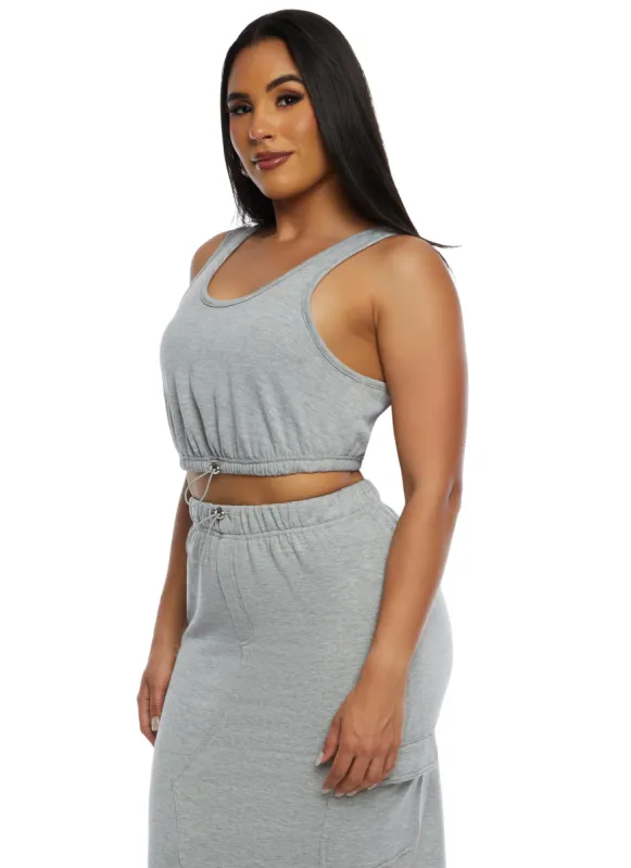 Almost Famous Toggle Drawstring Hem Cropped Tank Top sold by Rainbow