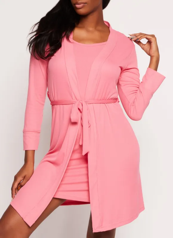 Solid Ribbed Cami Nightgown and Robe sold by Rainbow