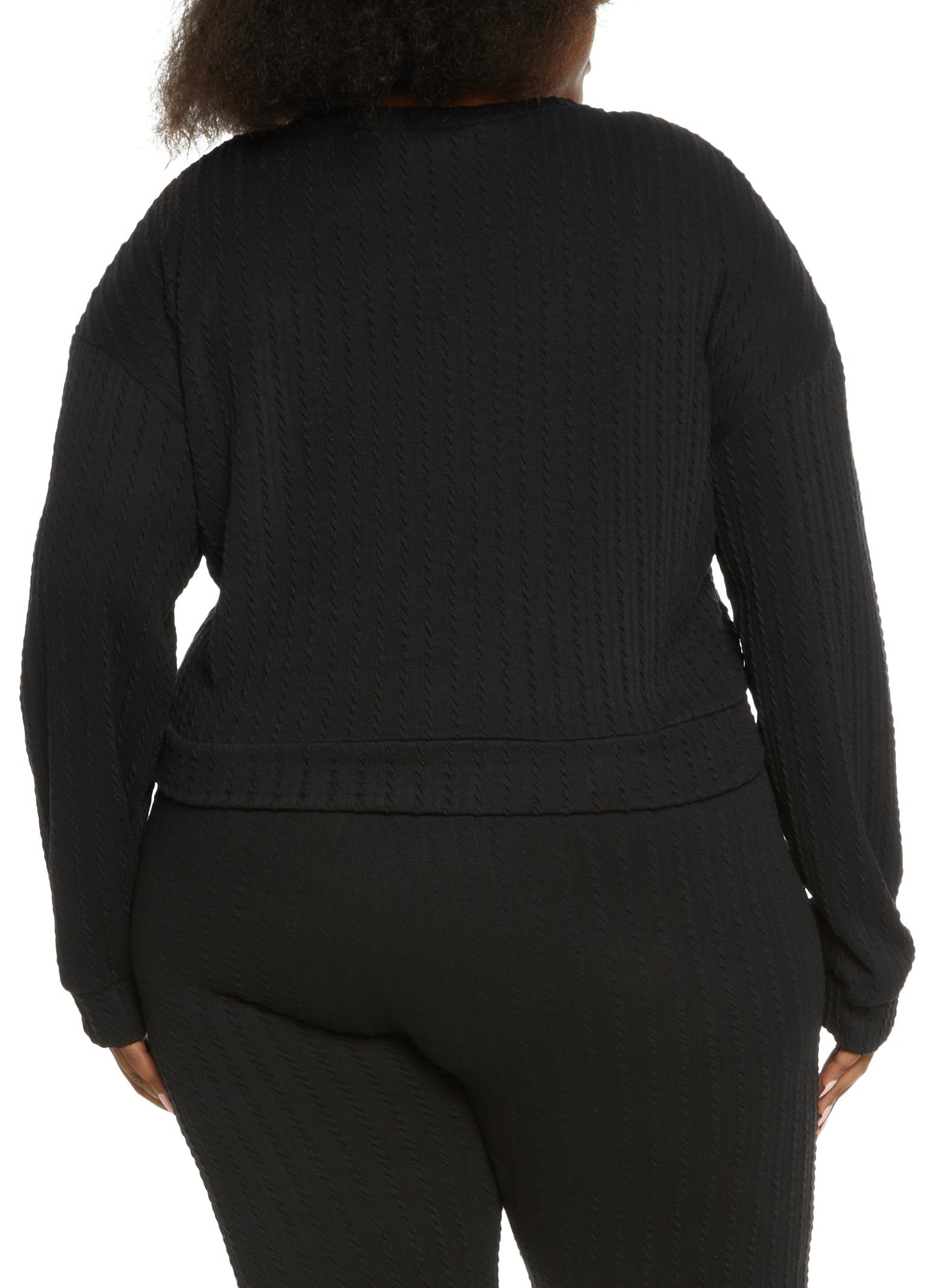 Plus Size Textured Knit Cropped Sweatshirt sold by Rainbow product image thumbnail 3