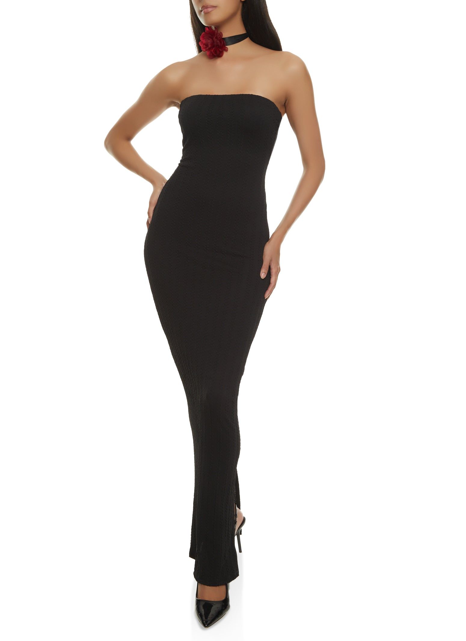 Textured Knit Maxi Tube Dress sold by Rainbow product image thumbnail 2