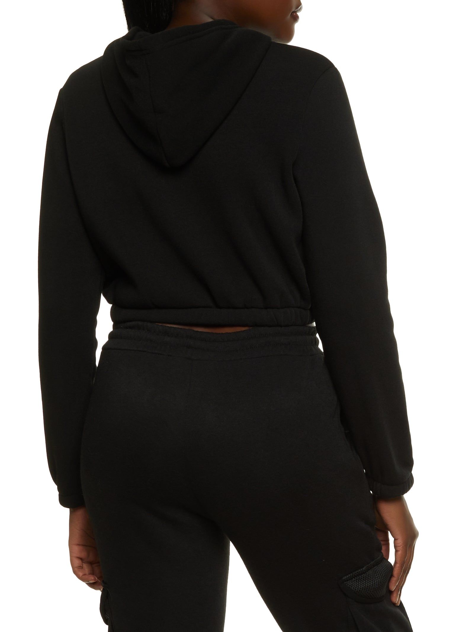 Fleece Cargo Pocket Cropped Hoodie sold by Rainbow product image thumbnail 3