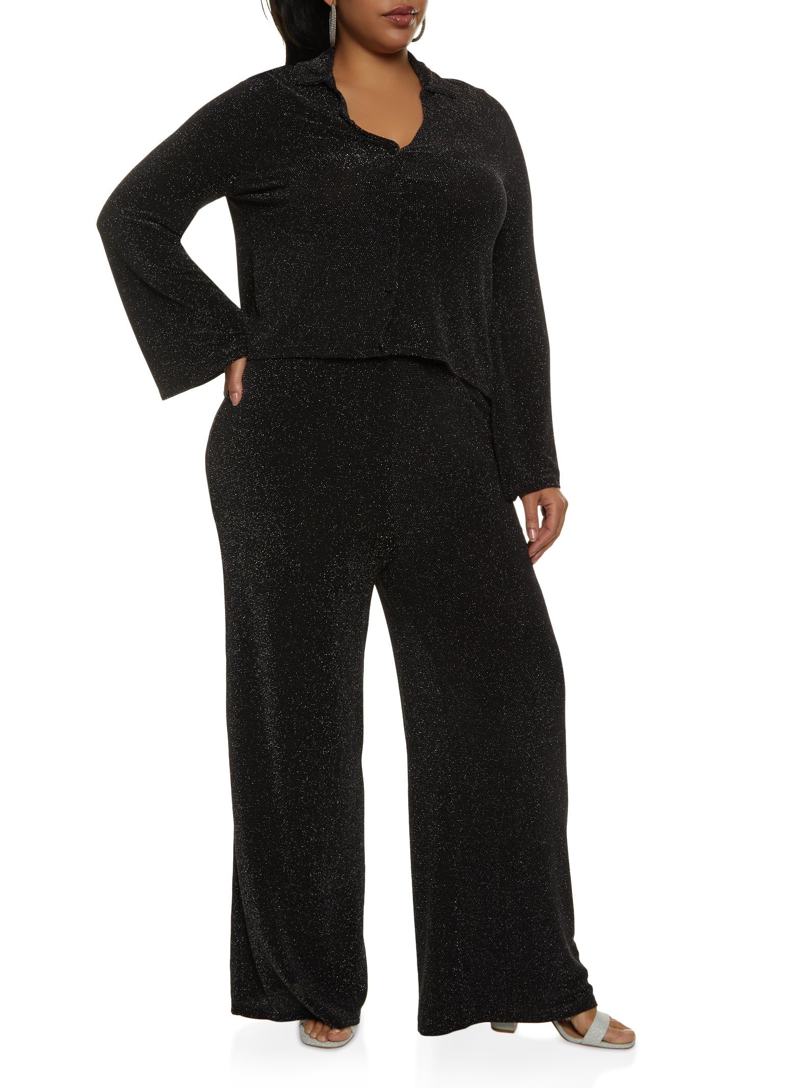 Plus Size Lurex Button Front Shirt sold by Rainbow product image thumbnail 2