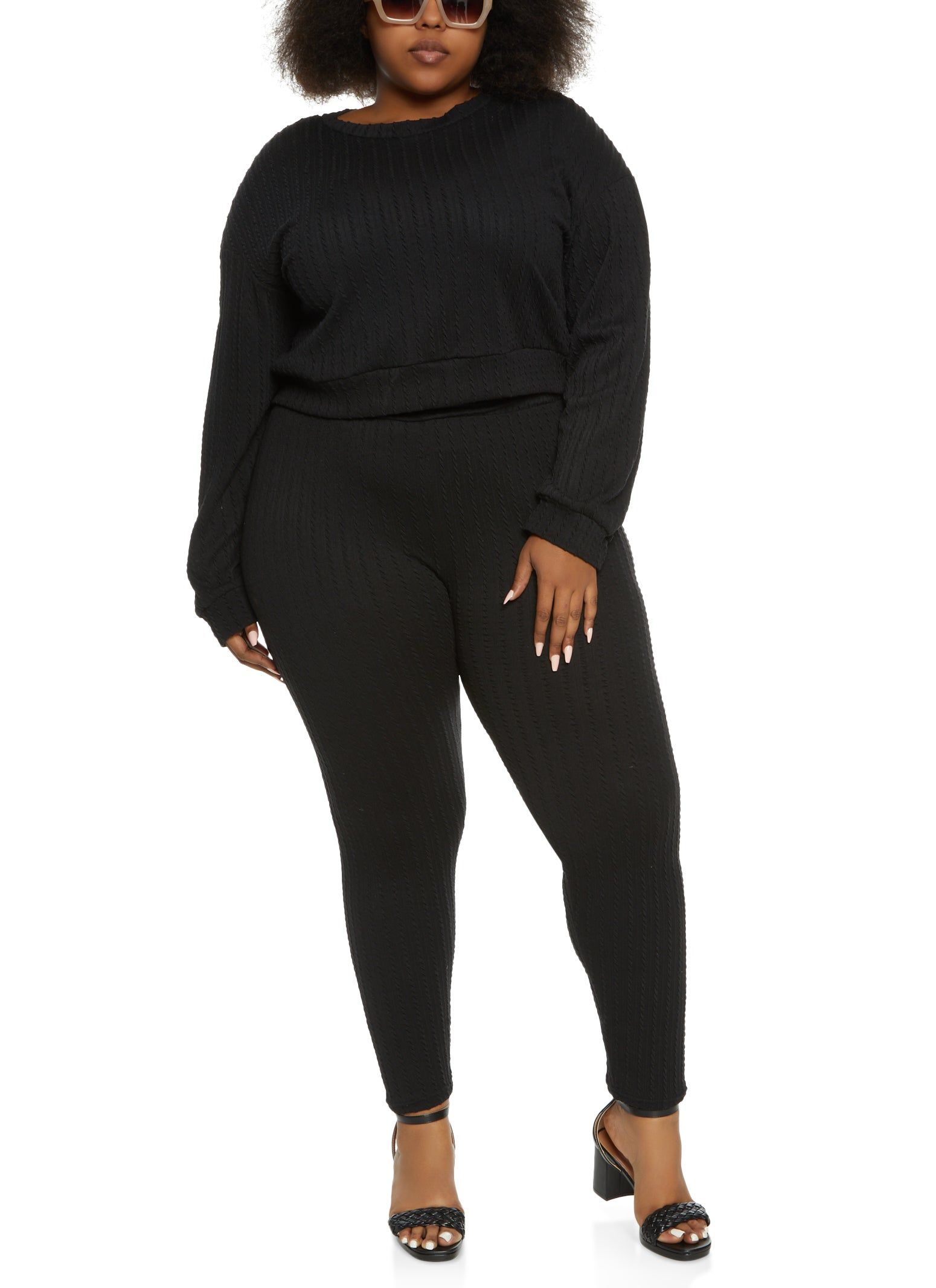 Plus Size Textured Knit Cropped Sweatshirt sold by Rainbow product image thumbnail 2