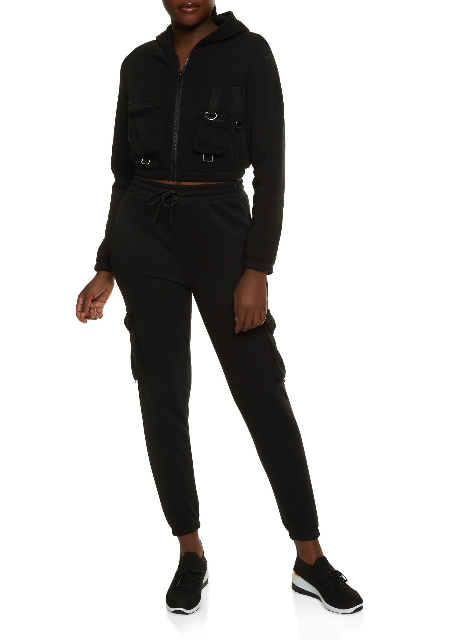 Fleece Cargo Pocket Cropped Hoodie sold by Rainbow product image thumbnail 2