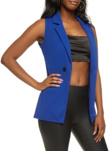 Crepe Knit Faux Button Blazer Vest sold by Rainbow