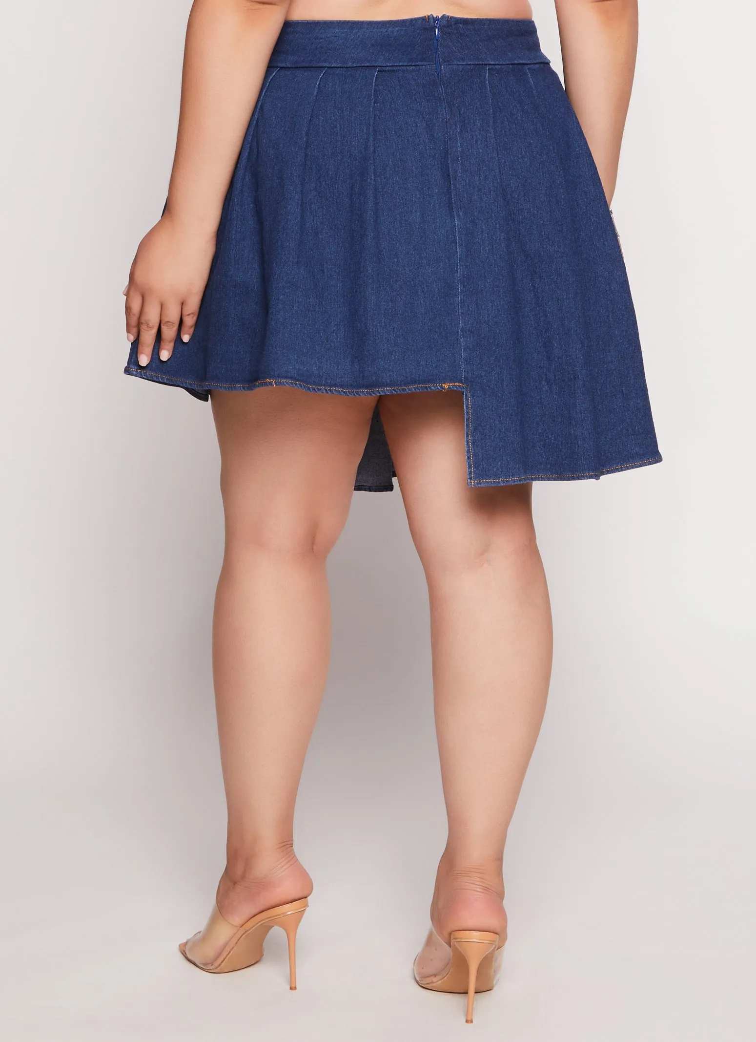 Plus Size Daisy Asymmetrical Pleated Denim Skort sold by Rainbow product image thumbnail 5