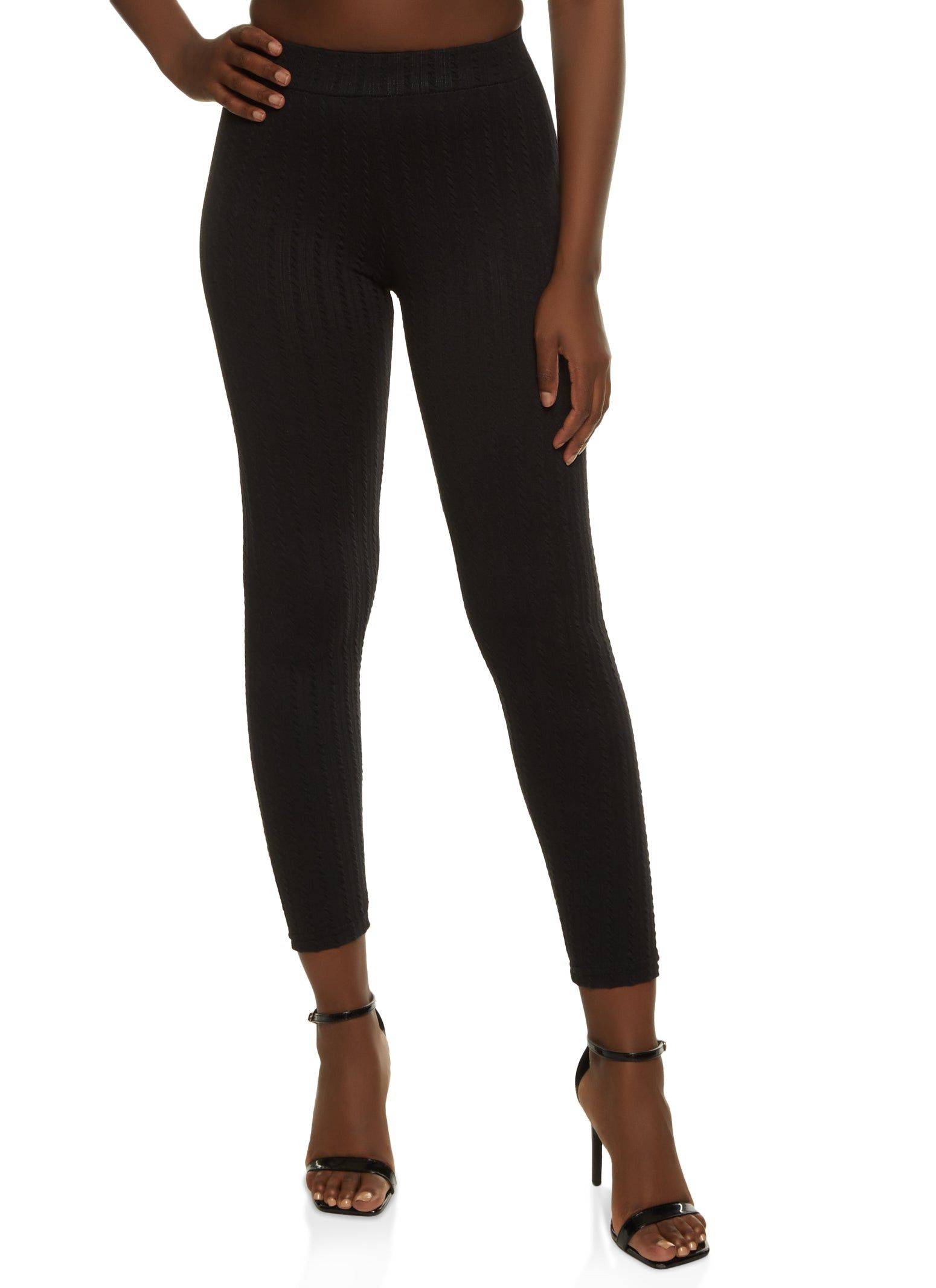 High Waist Textured Knit Leggings sold by Rainbow