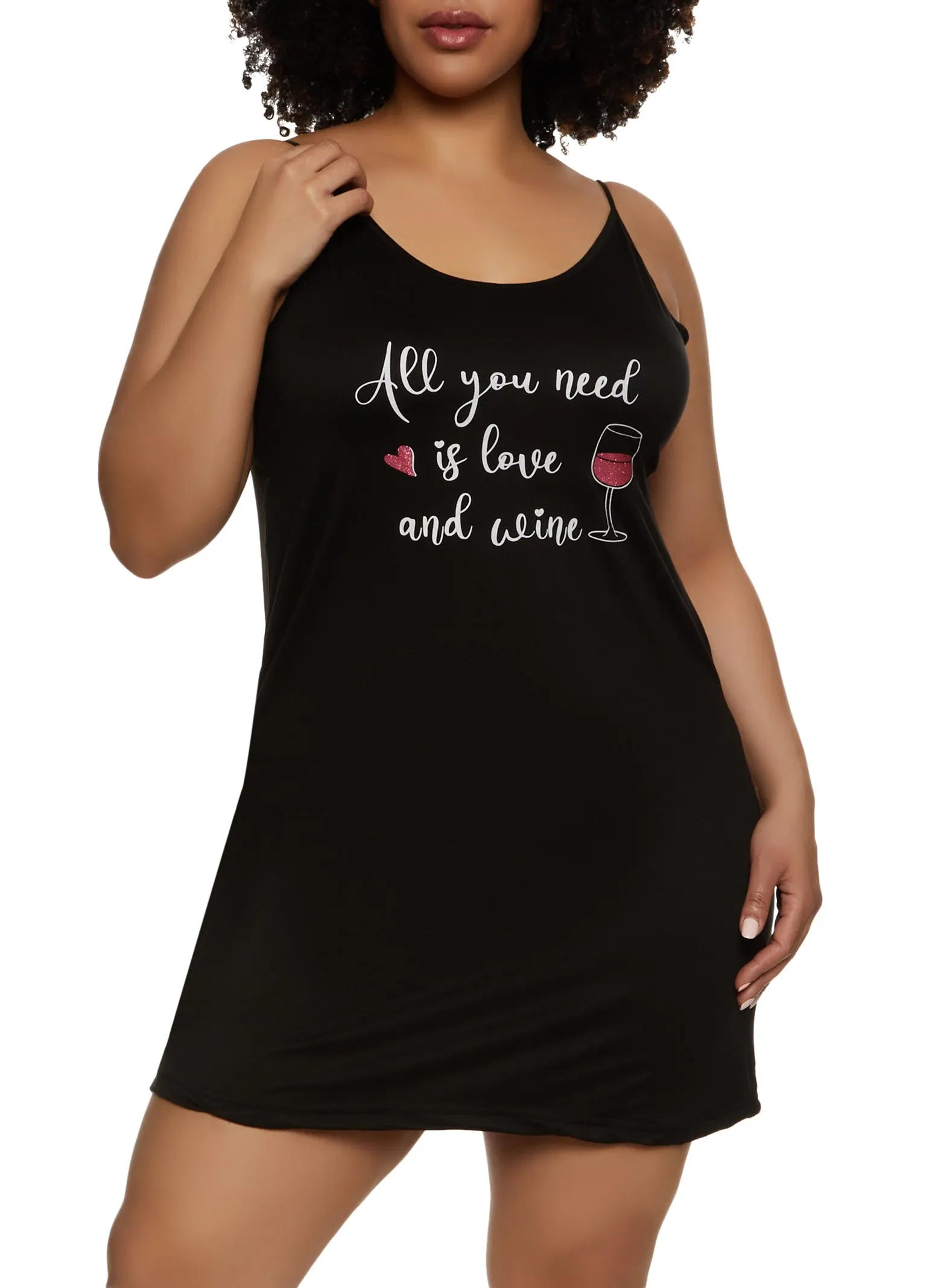 Plus Size All You Need Is Love And Wine Nightgown with Robe sold by Rainbow product image thumbnail 3