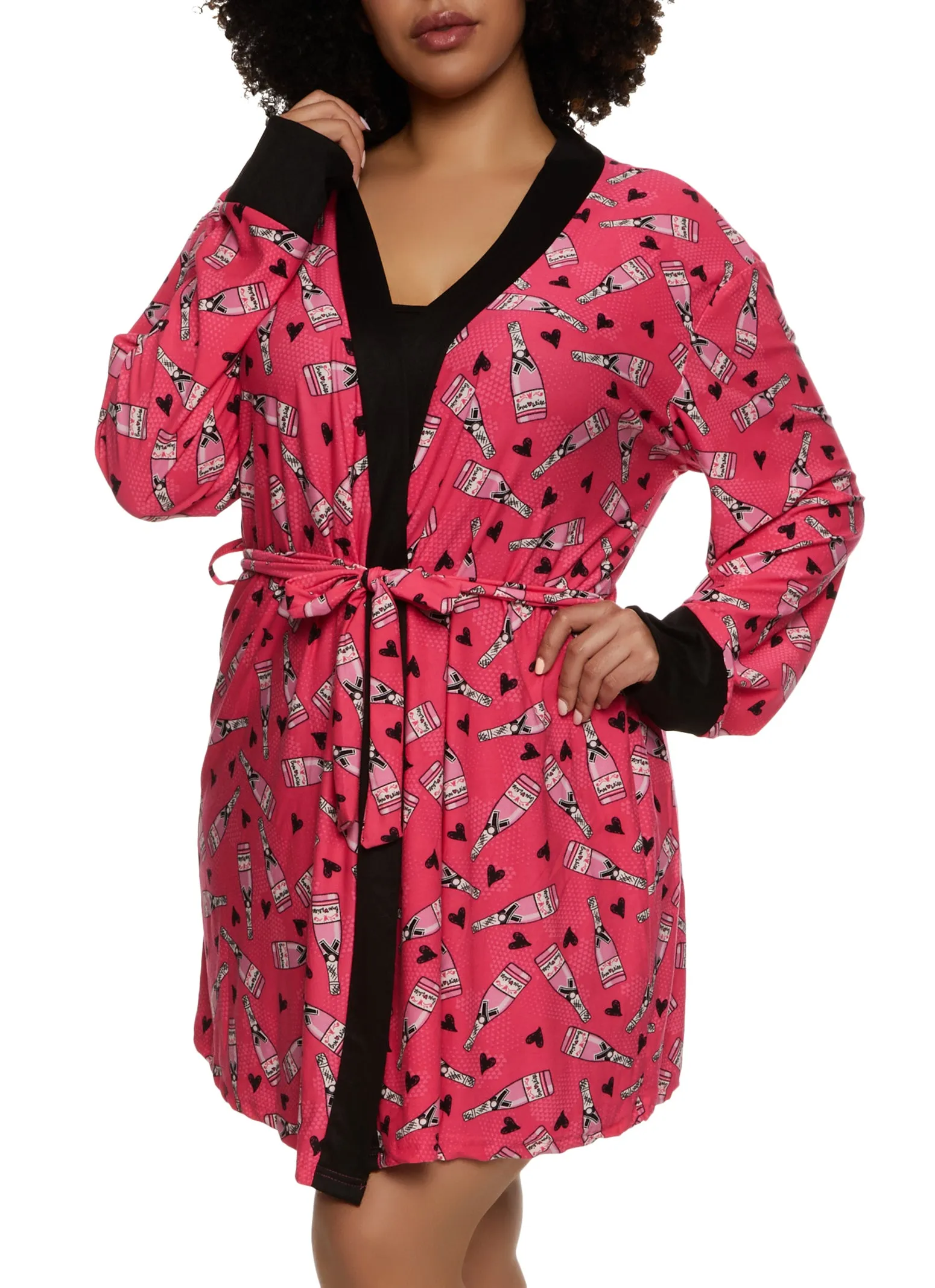 Plus Size All You Need Is Love And Wine Nightgown with Robe sold by Rainbow