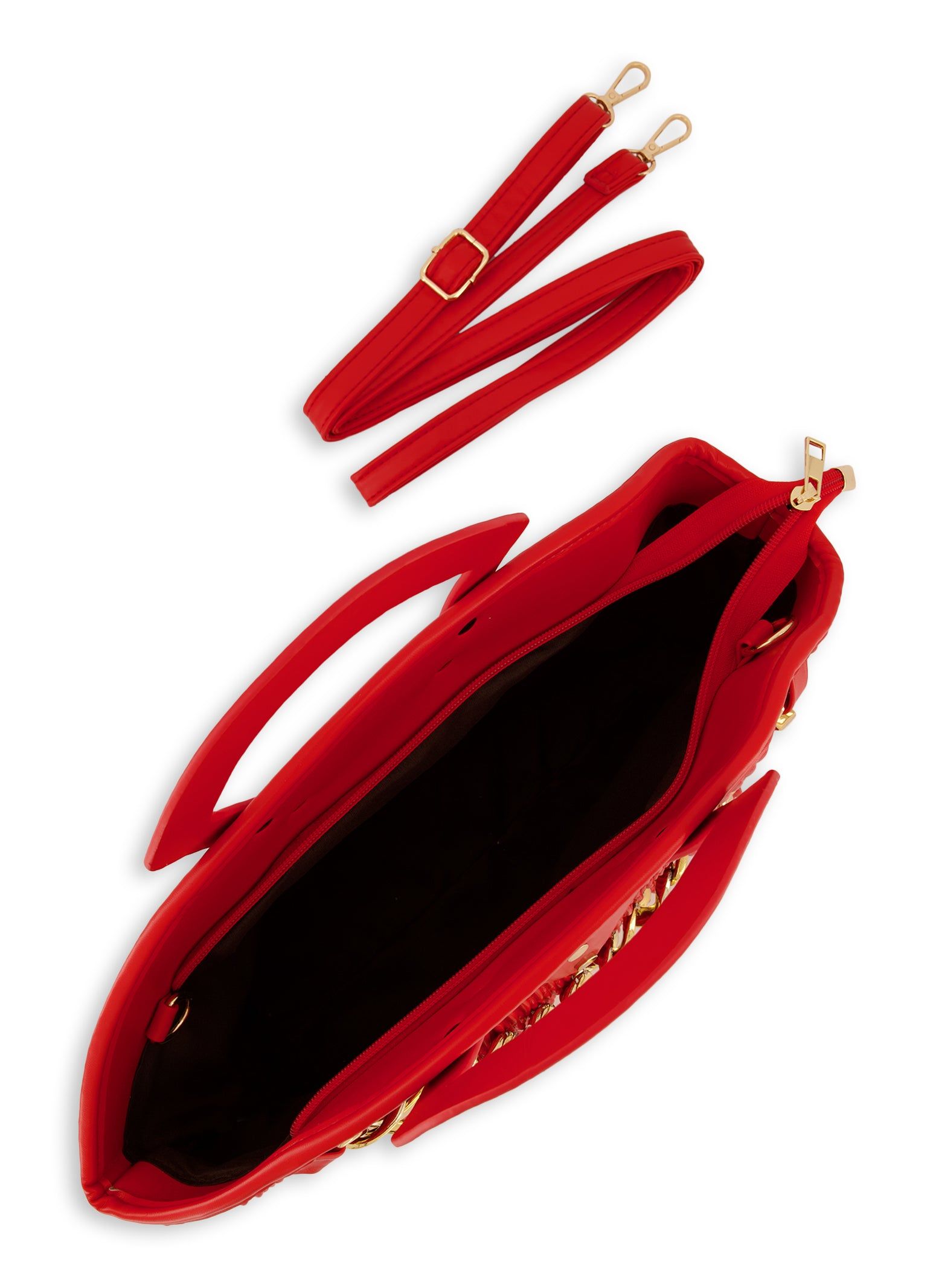 Textured Faux Leather Chain Link Handbag sold by Rainbow product image thumbnail 5