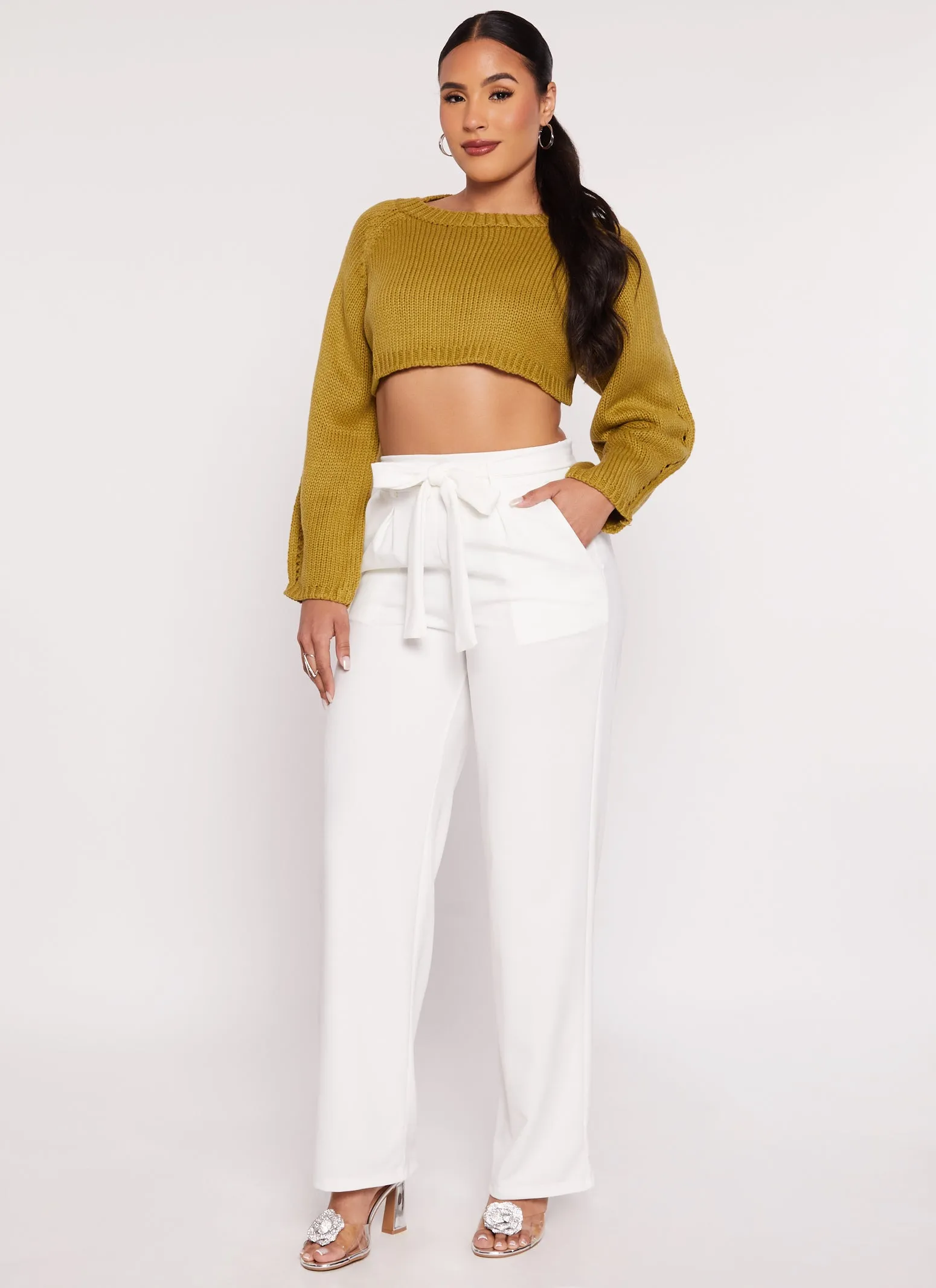 Haute Monde Tie Waist Belted Dress Pants sold by Rainbow