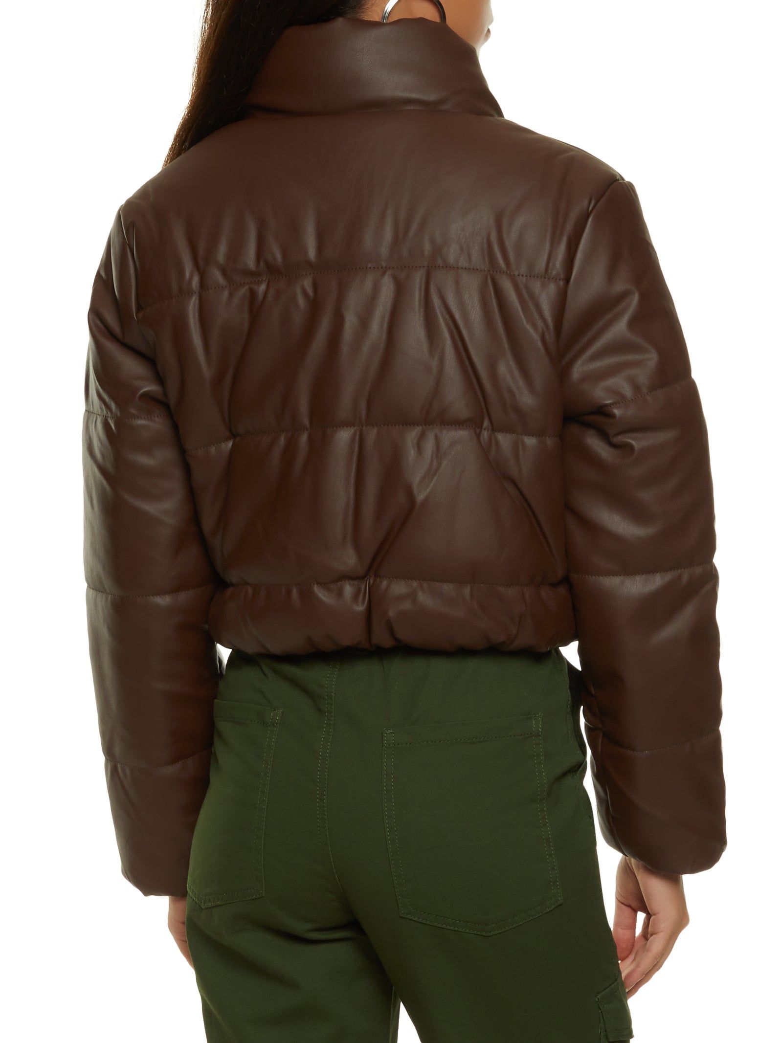Faux Leather Cropped Puffer Jacket sold by Rainbow product image thumbnail 3