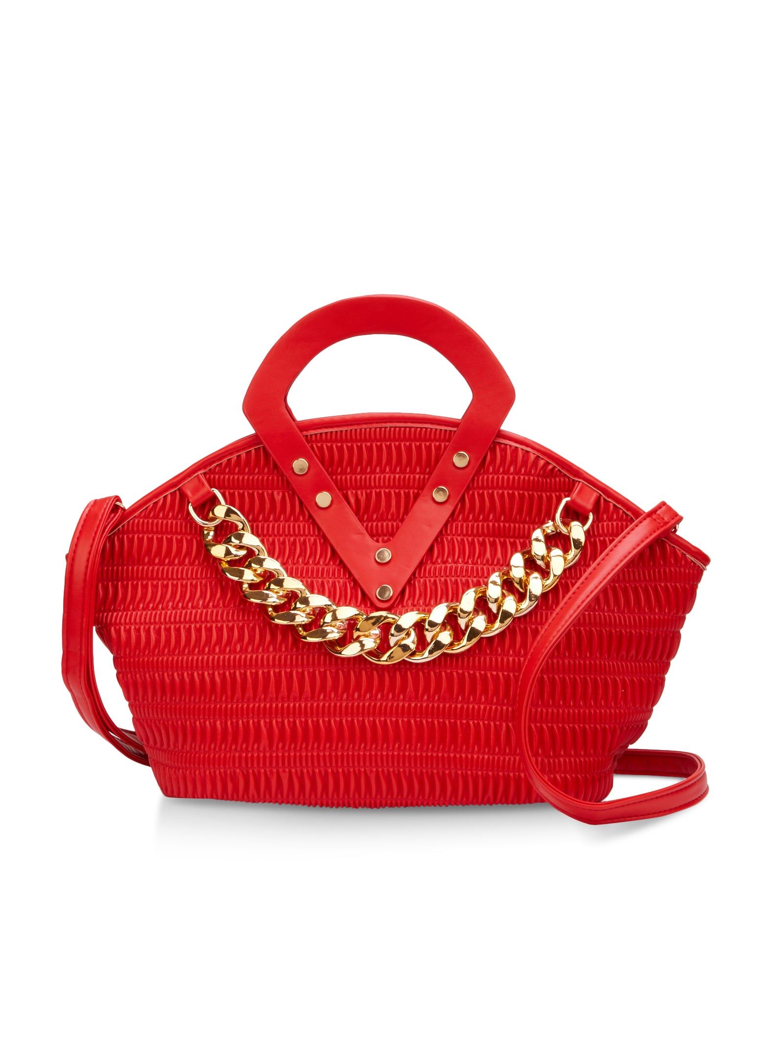 Textured Faux Leather Chain Link Handbag sold by Rainbow product image thumbnail 2