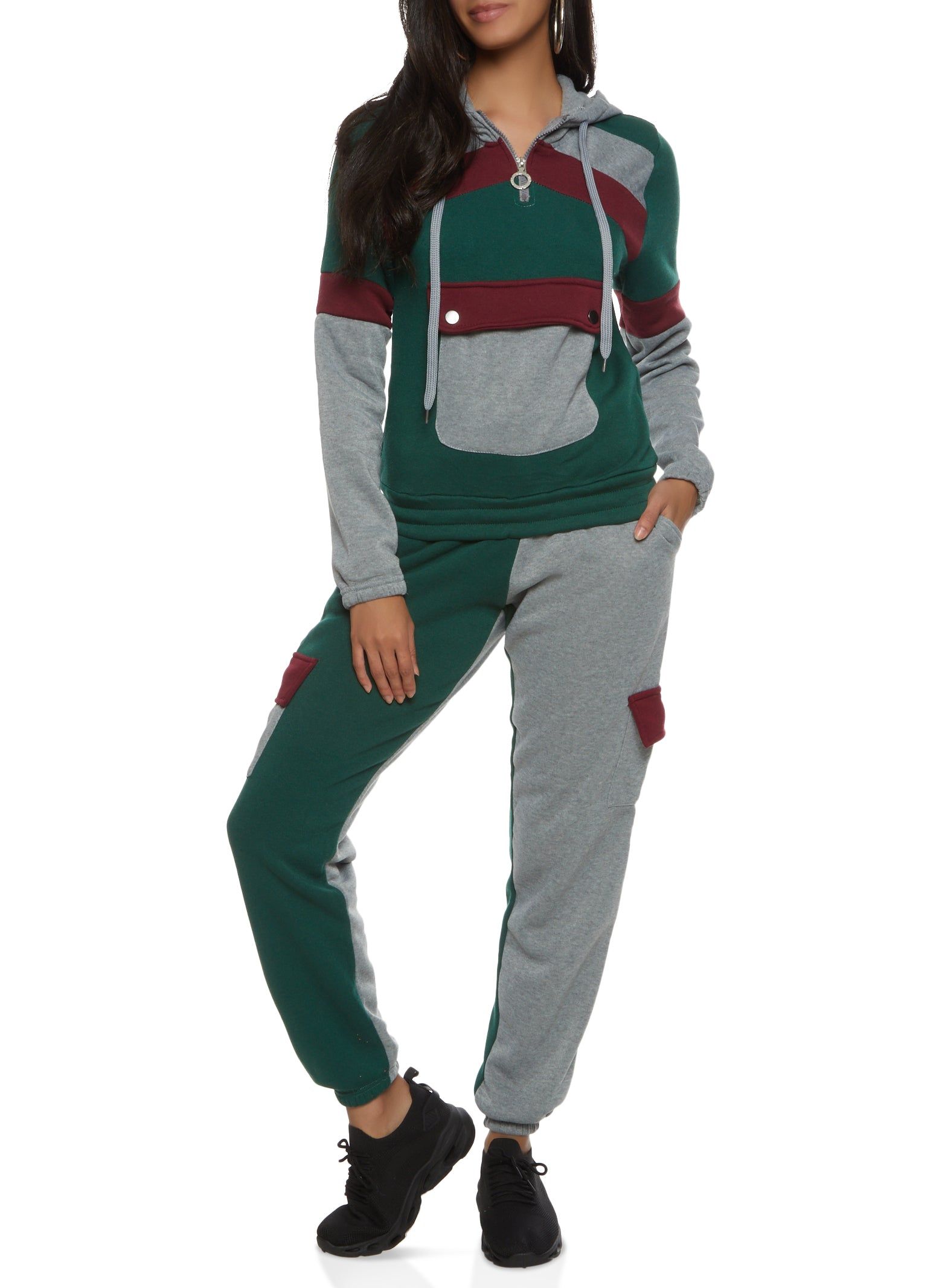Color Block Flap Pocket Hoodie sold by Rainbow product image thumbnail 2