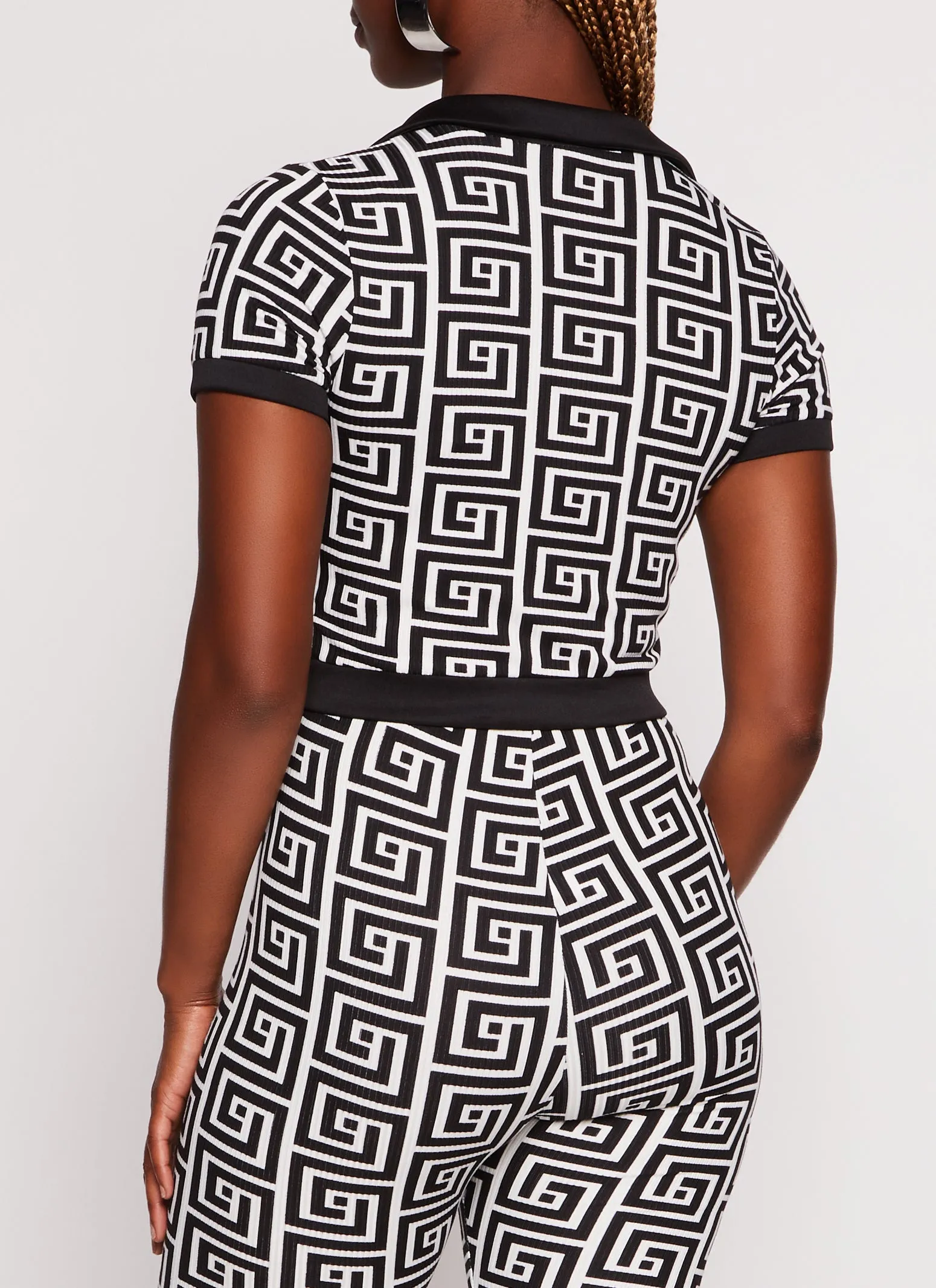 Greek Key Print Button Front Crop Top sold by Rainbow product image thumbnail 3