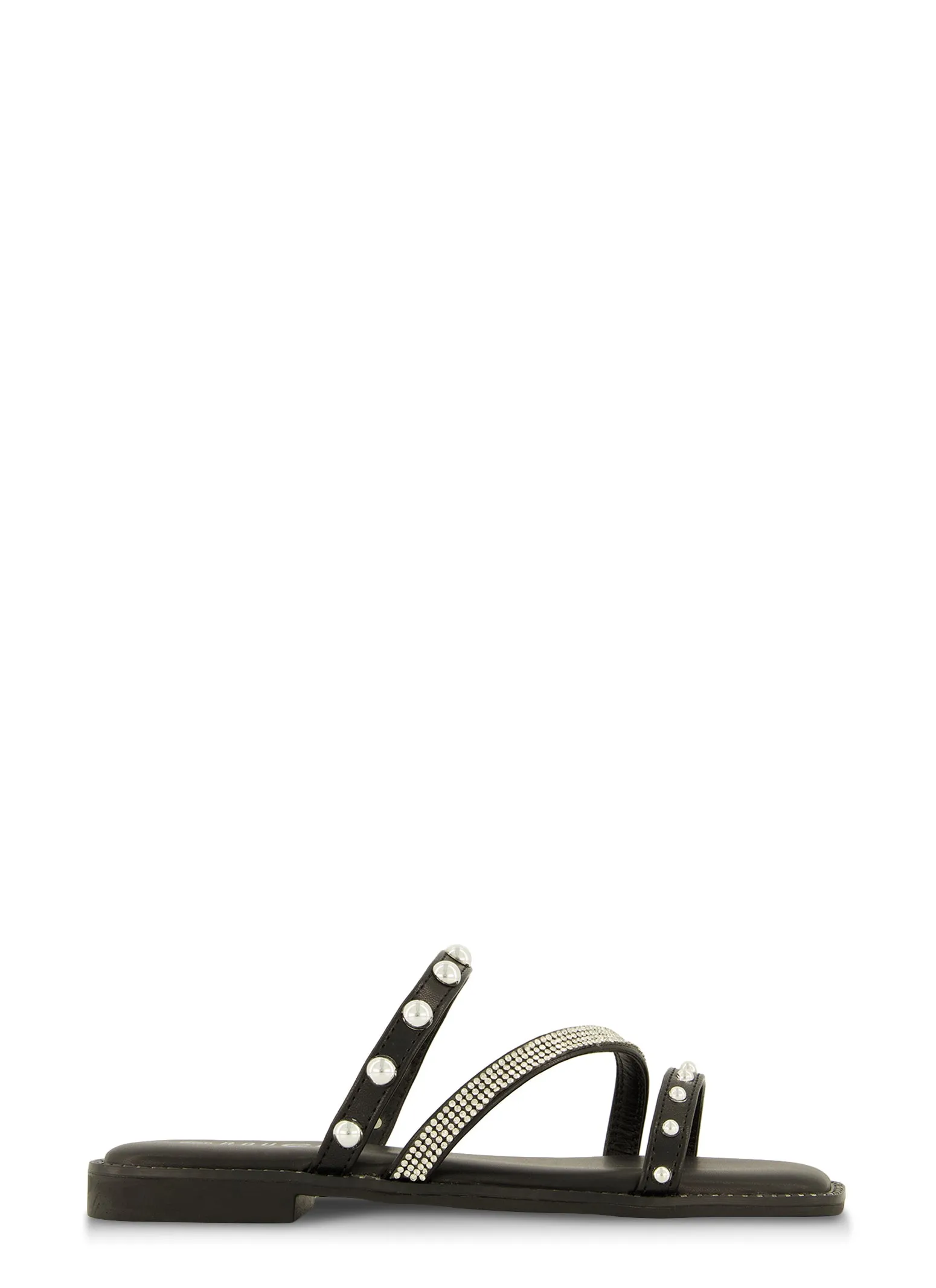 Rhinestone Studded Asymmetrical Strap Slide Sandals sold by Rainbow product image thumbnail 2