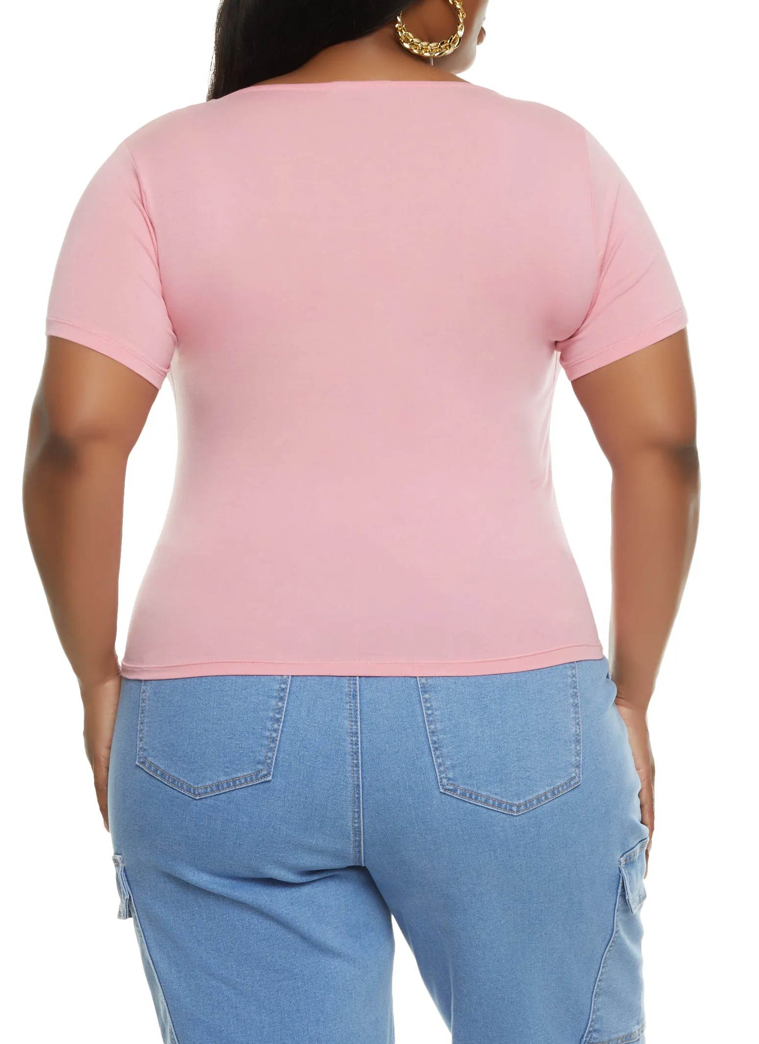 Plus Size Basic Square Neck Tee sold by Rainbow product image thumbnail 2