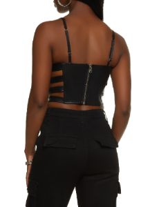 Faux Leather Caged Bustier Top sold by Rainbow