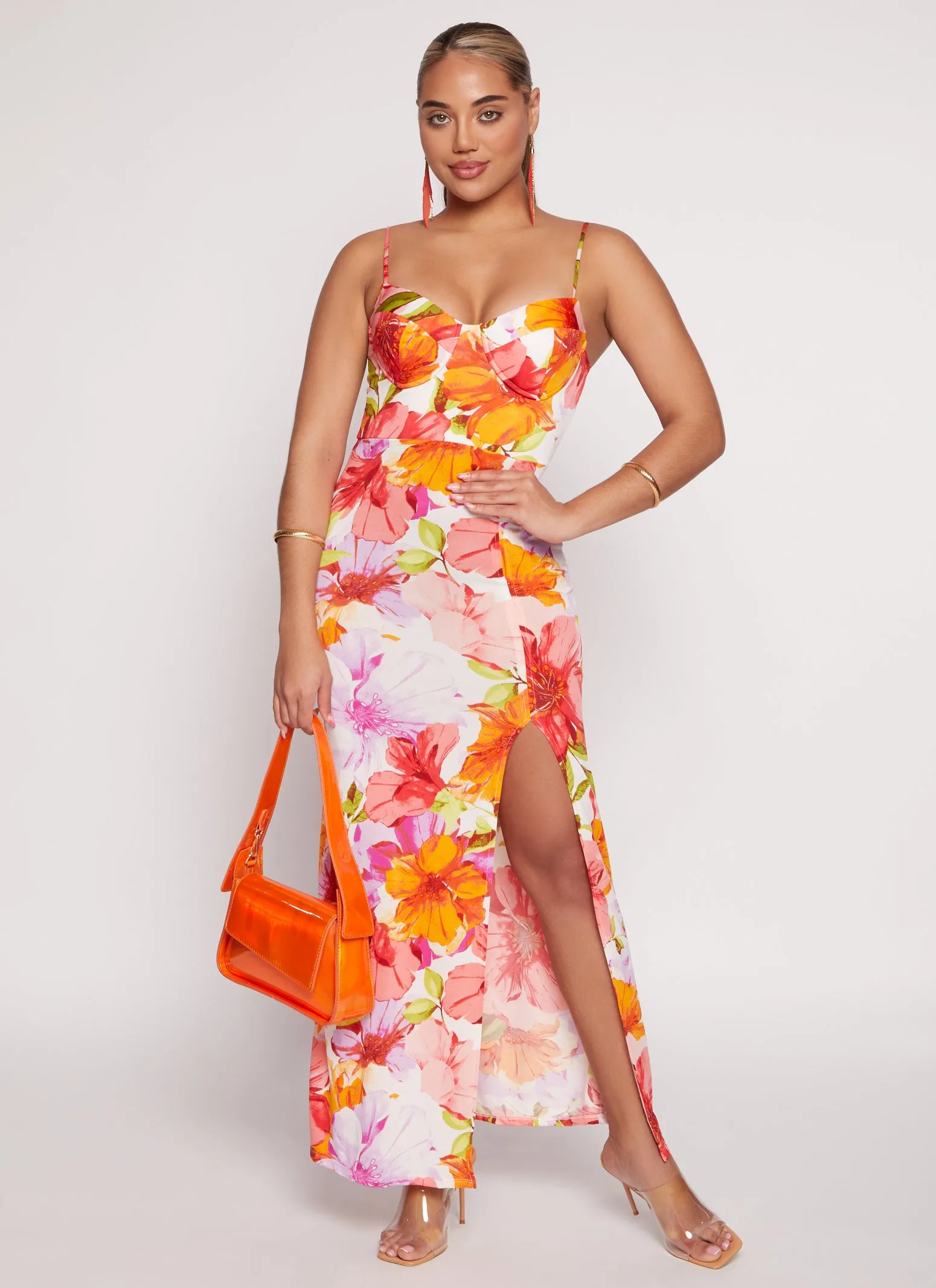 Floral Print Bustier Maxi Dress sold by Rainbow
