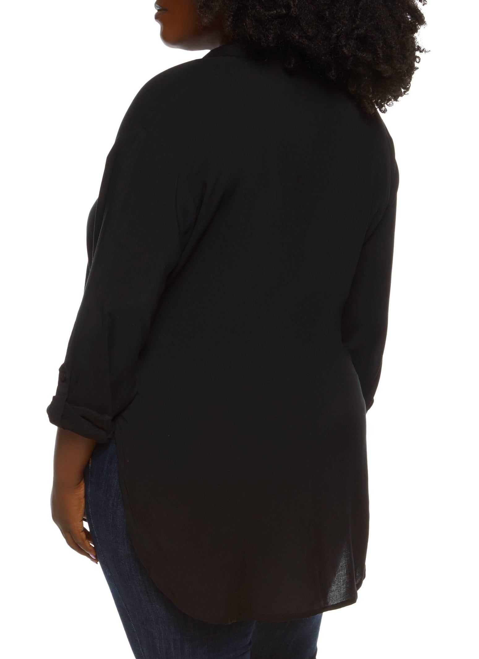 Plus Size Solid Button Front Tunic Shirt sold by Rainbow product image thumbnail 2