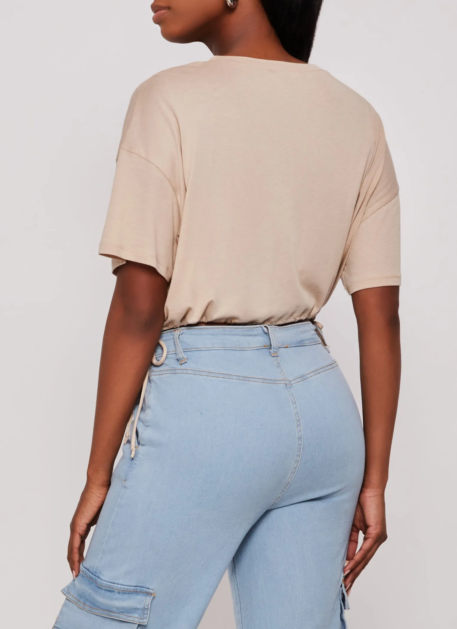 Solid Crew Neck Drawstring Hem Top sold by Rainbow product image thumbnail 3