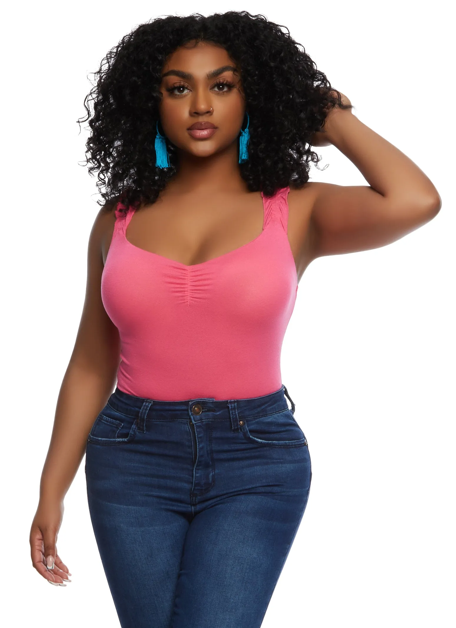 Haute Monde Ruffle Strap Tank Bodysuit sold by Rainbow product image thumbnail 2
