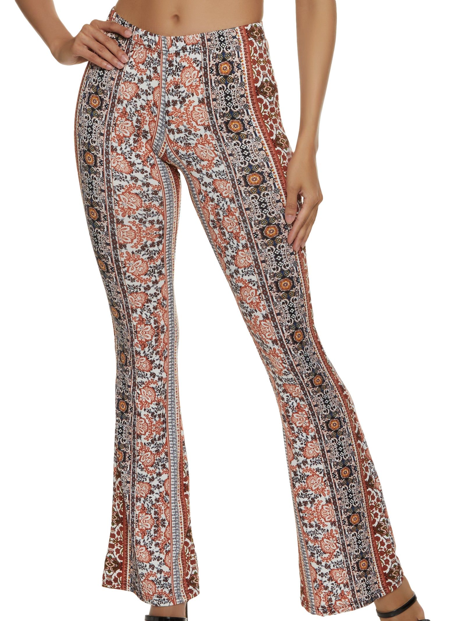 Border Print Flared Pants sold by Rainbow