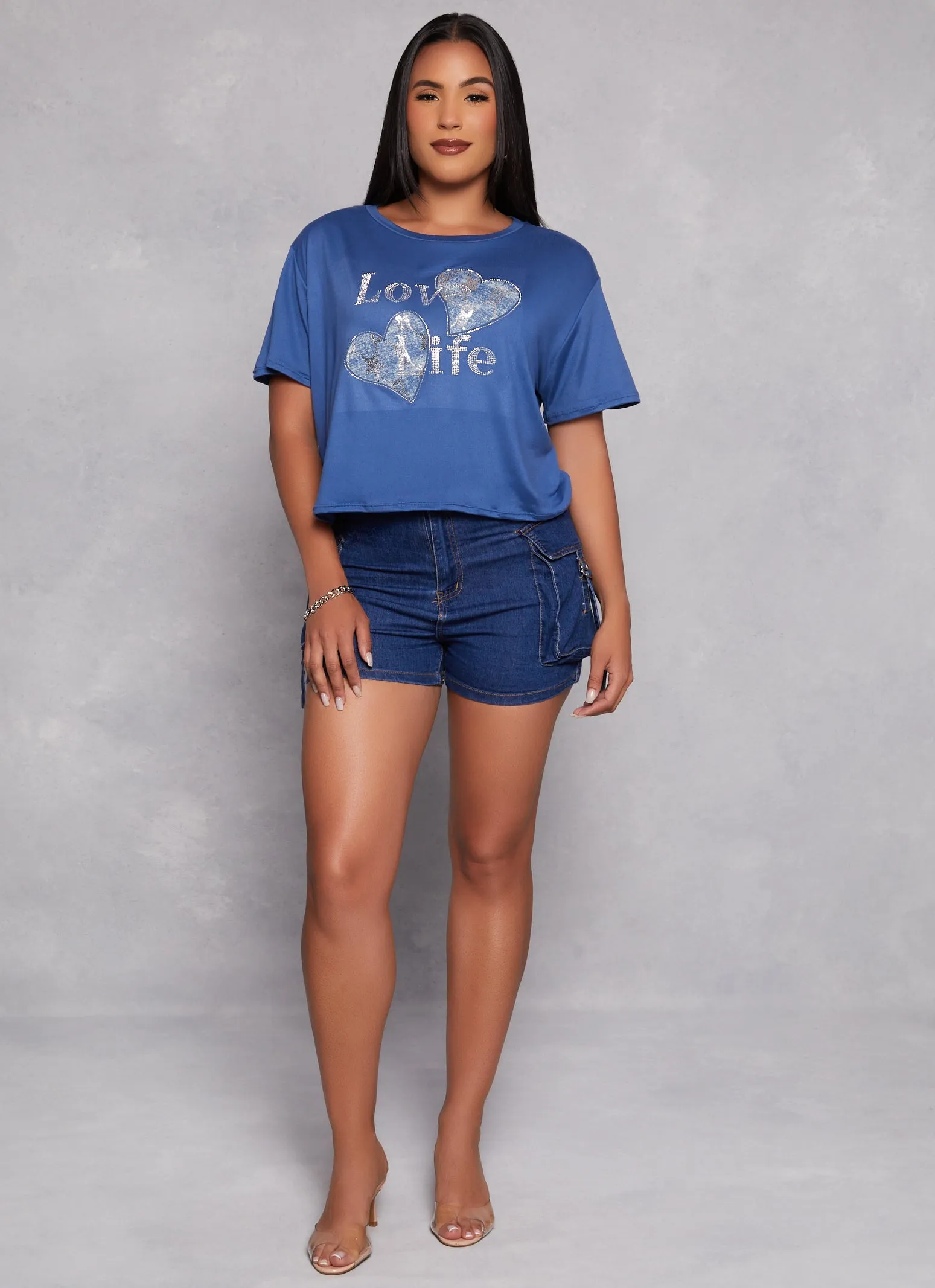 Love Life Patch Rhinestone Graphic Tee sold by Rainbow product image thumbnail 2