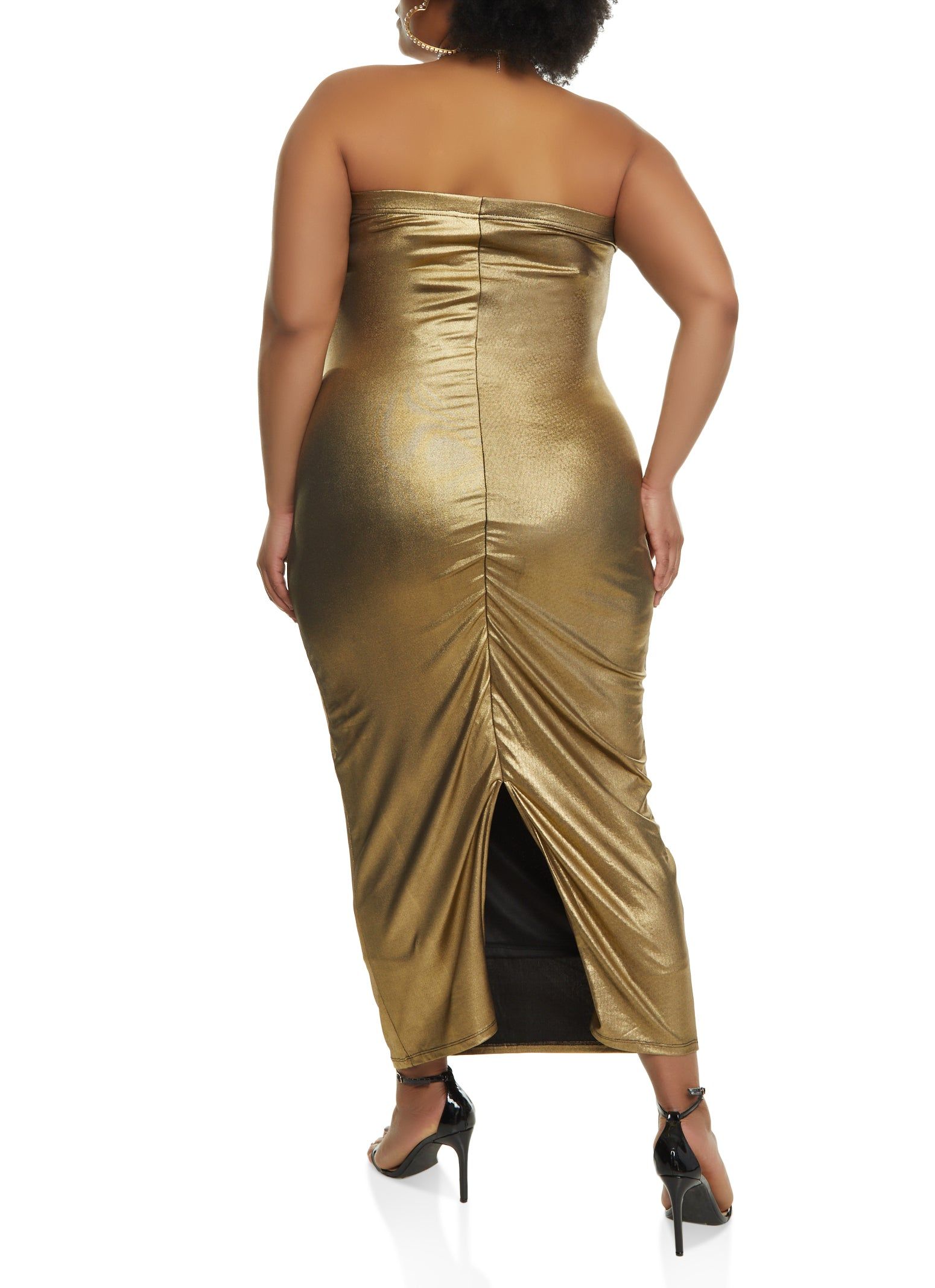 Plus Size Metallic Strapless Slit Maxi Dress sold by Rainbow product image thumbnail 3