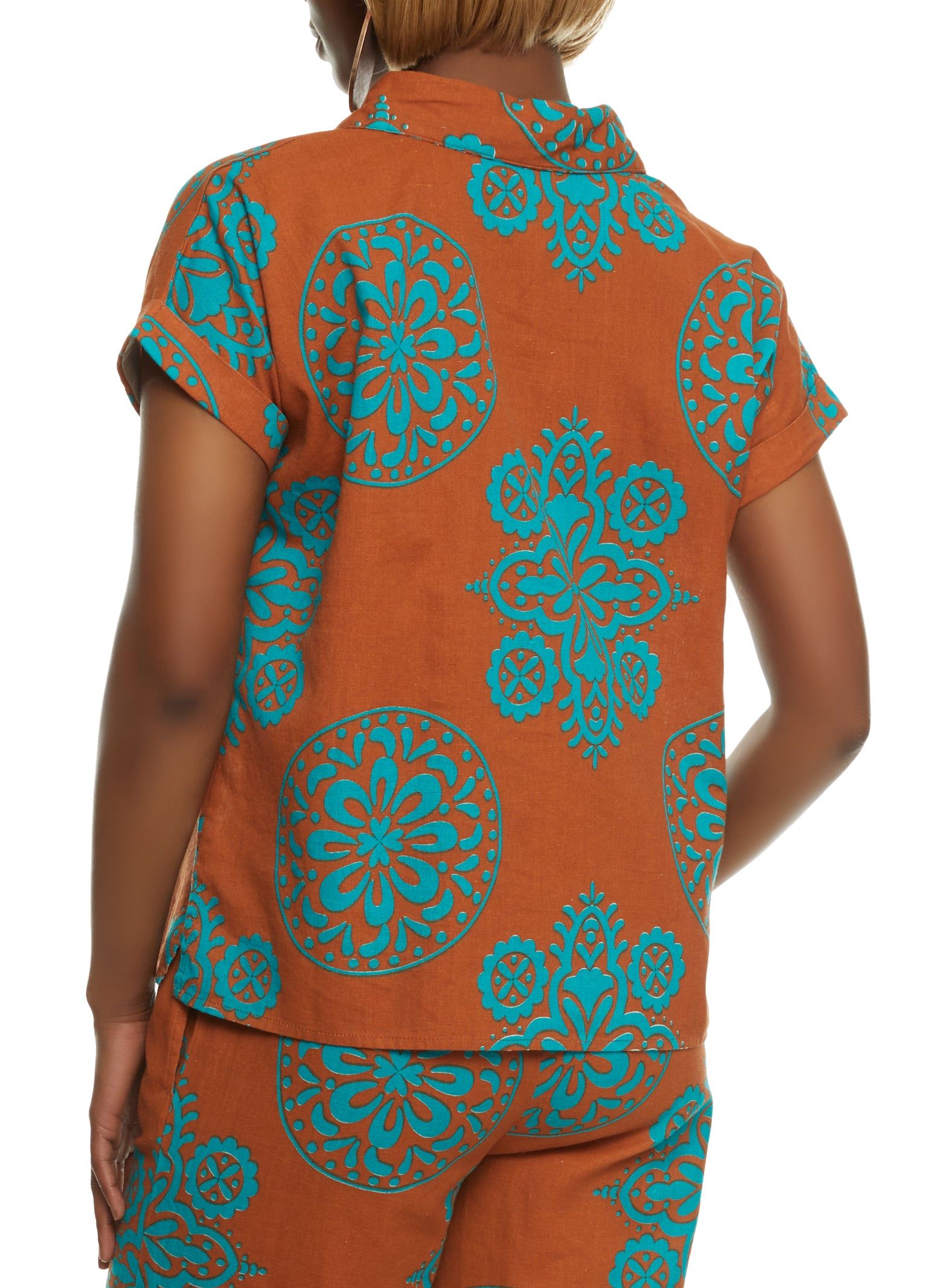 Printed Button Front Short Sleeve Top sold by Rainbow product image thumbnail 3