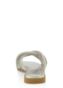 Woven Rhinestone Strappy Slide Sandals sold by Rainbow