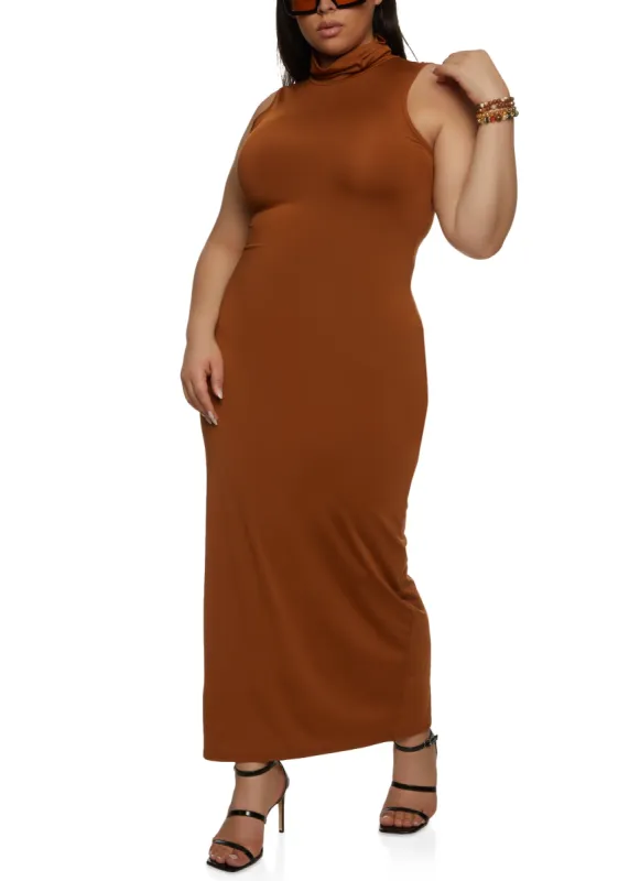 Plus Size Daisy Sleeveless Turtleneck Maxi Dress sold by Rainbow