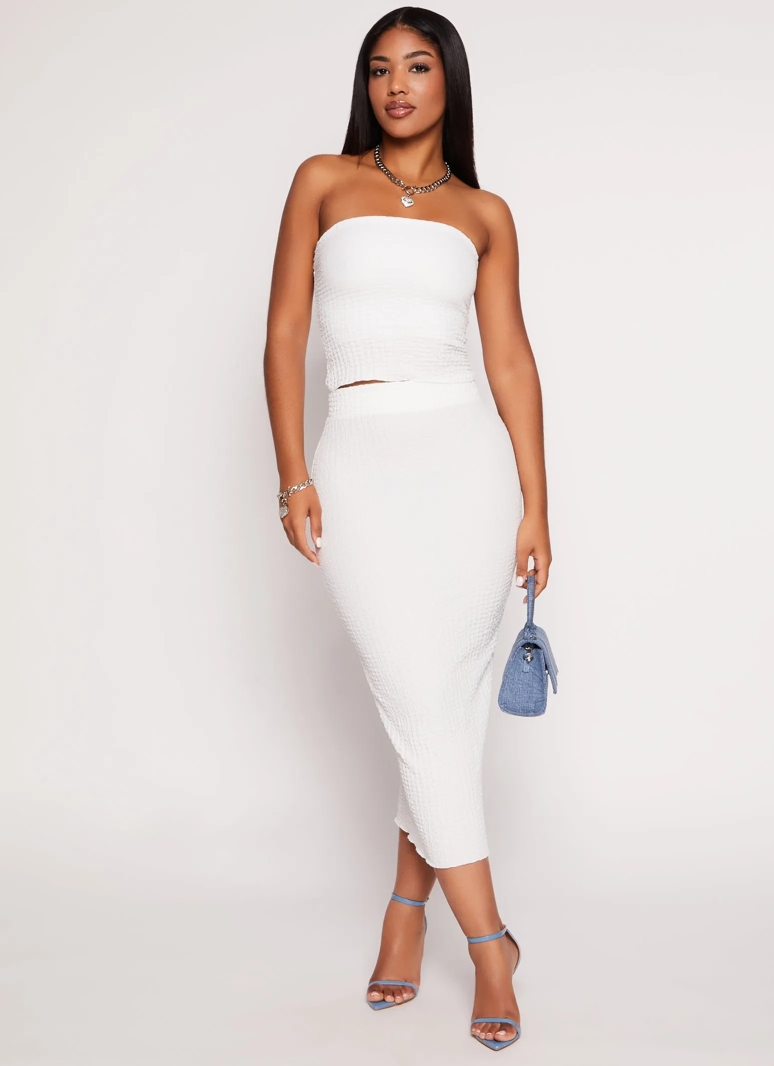 Textured Knit Lettuce Edge Tube Top sold by Rainbow product image thumbnail 2