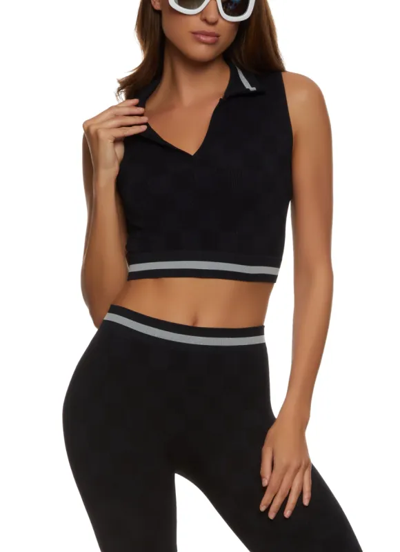 Checkered Print Seamless Cropped Tank Top sold by Rainbow