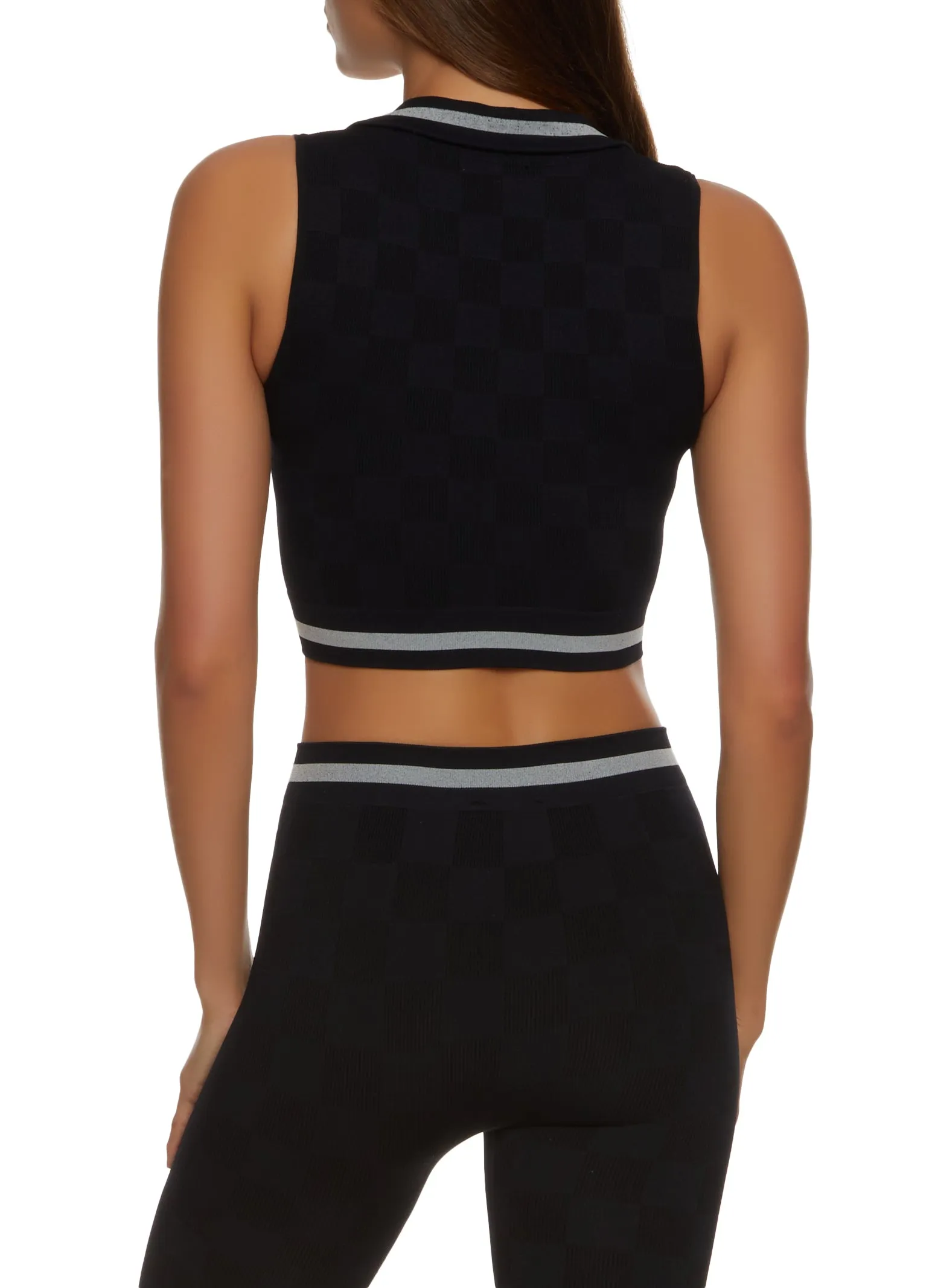 Checkered Print Seamless Cropped Tank Top sold by Rainbow product image thumbnail 3