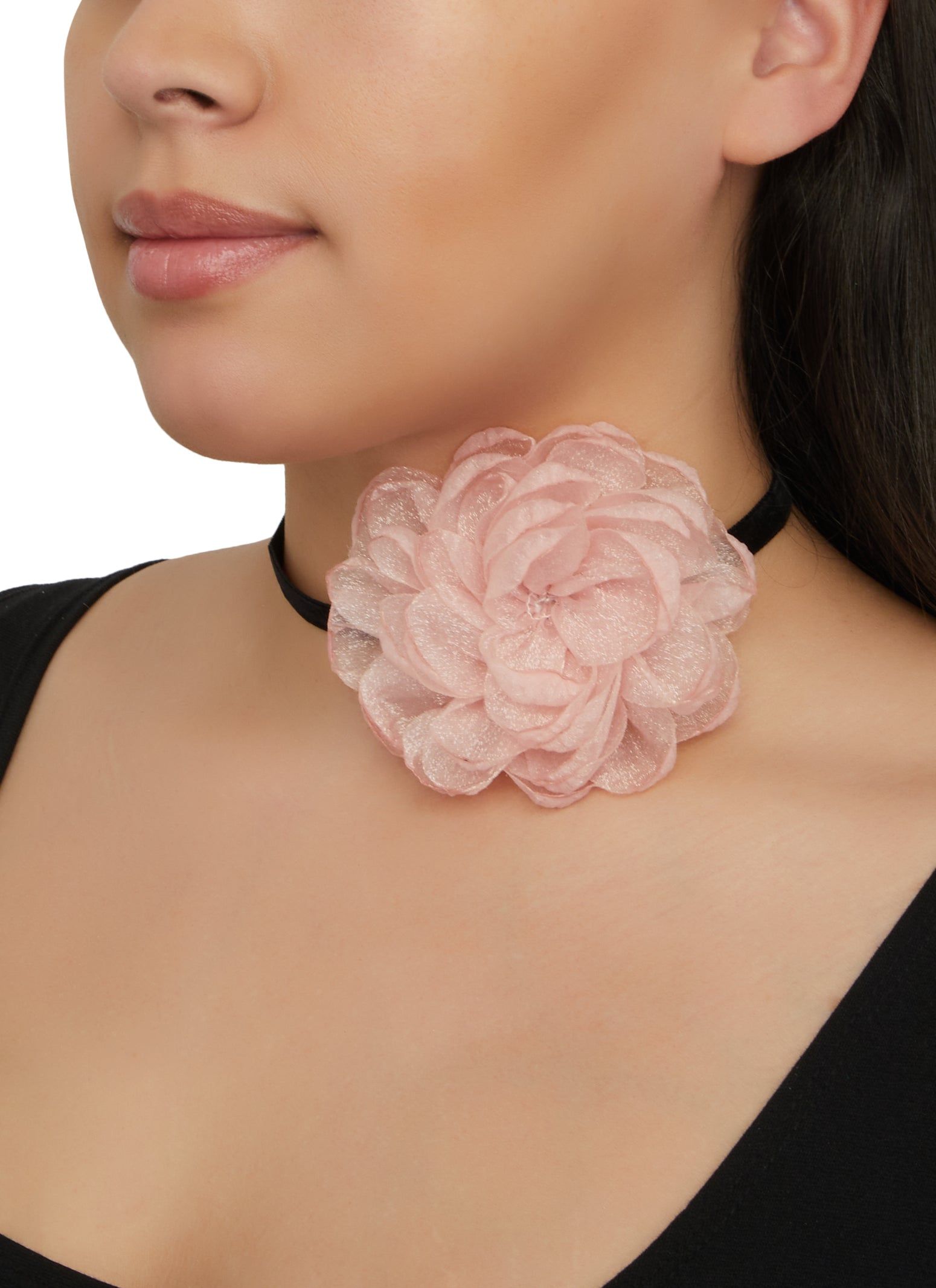 Lurex Organza Flower Choker Necklace sold by Rainbow