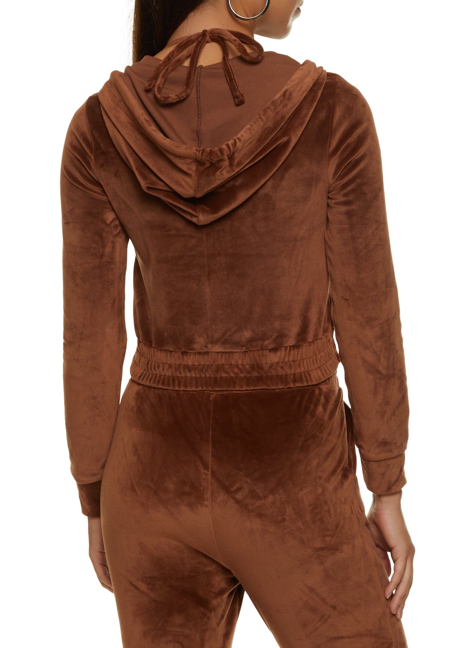 Velour Zip Front Cropped Hoodie with Bralette sold by Rainbow product image thumbnail 3