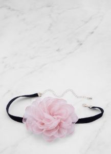 Lurex Organza Flower Choker Necklace sold by Rainbow