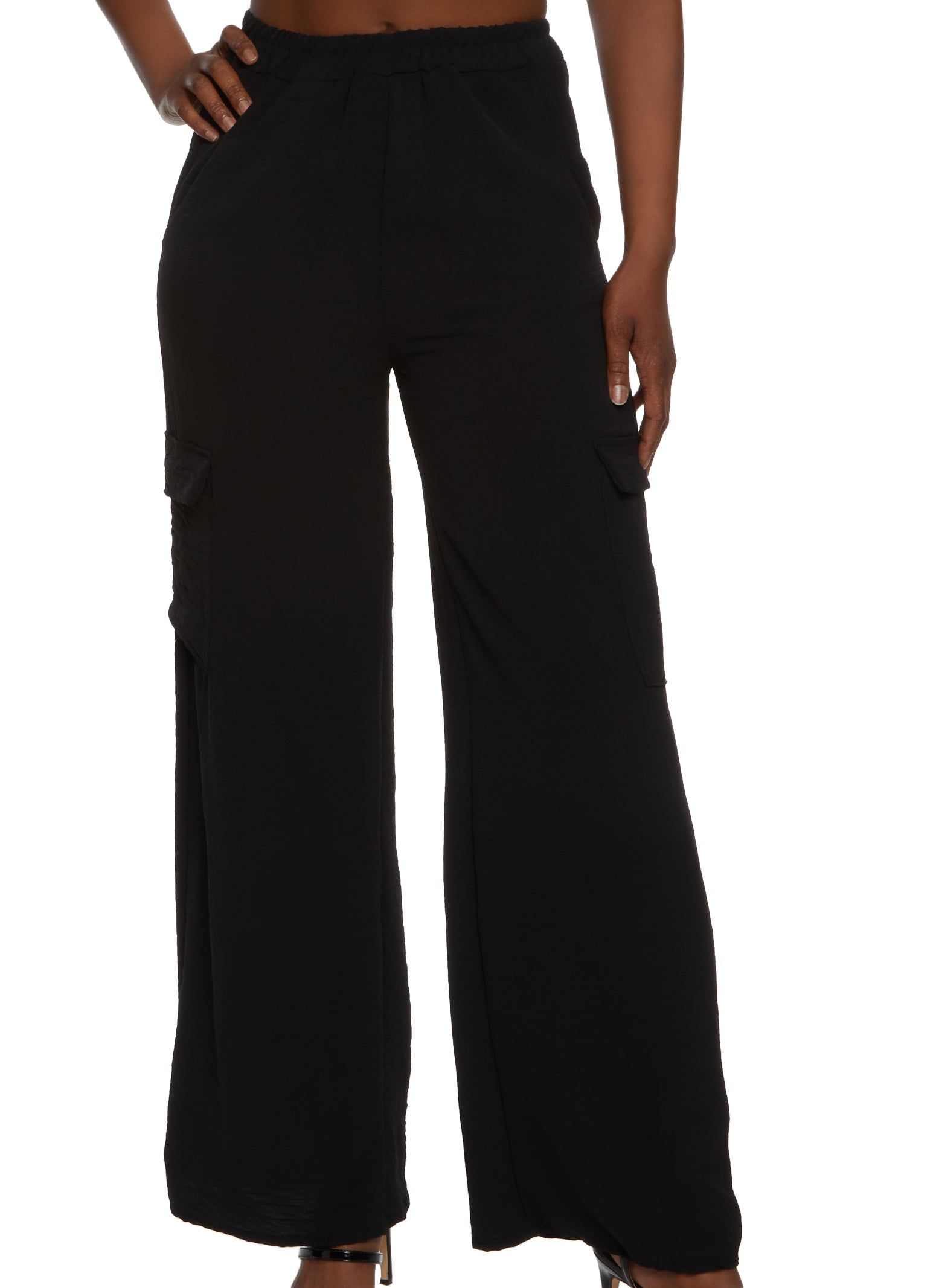 Airy Wide Leg Cargo Pocket Pants sold by Rainbow