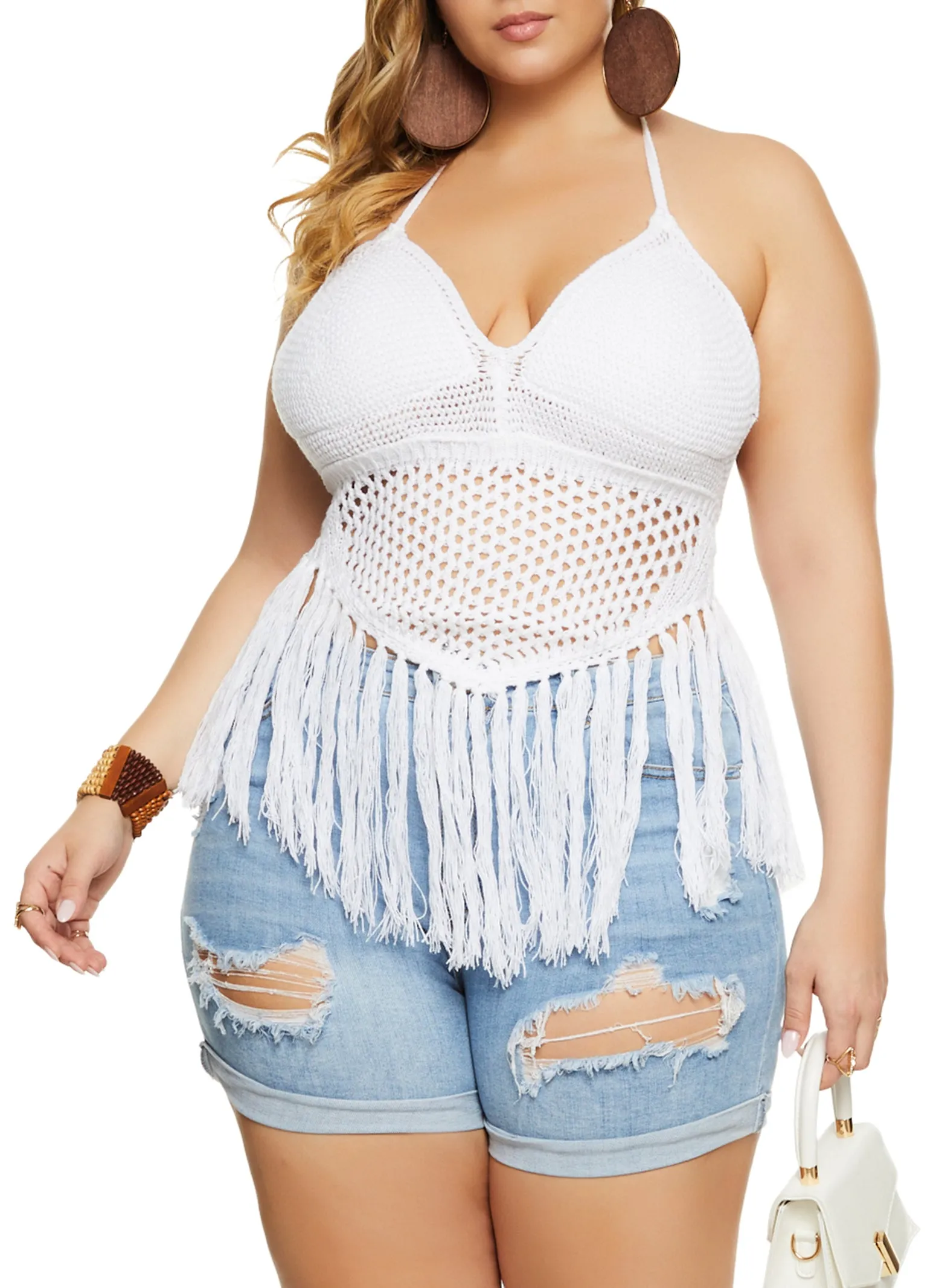 Plus Size Crochet Fringe Halter Top sold by Rainbow product image thumbnail 2