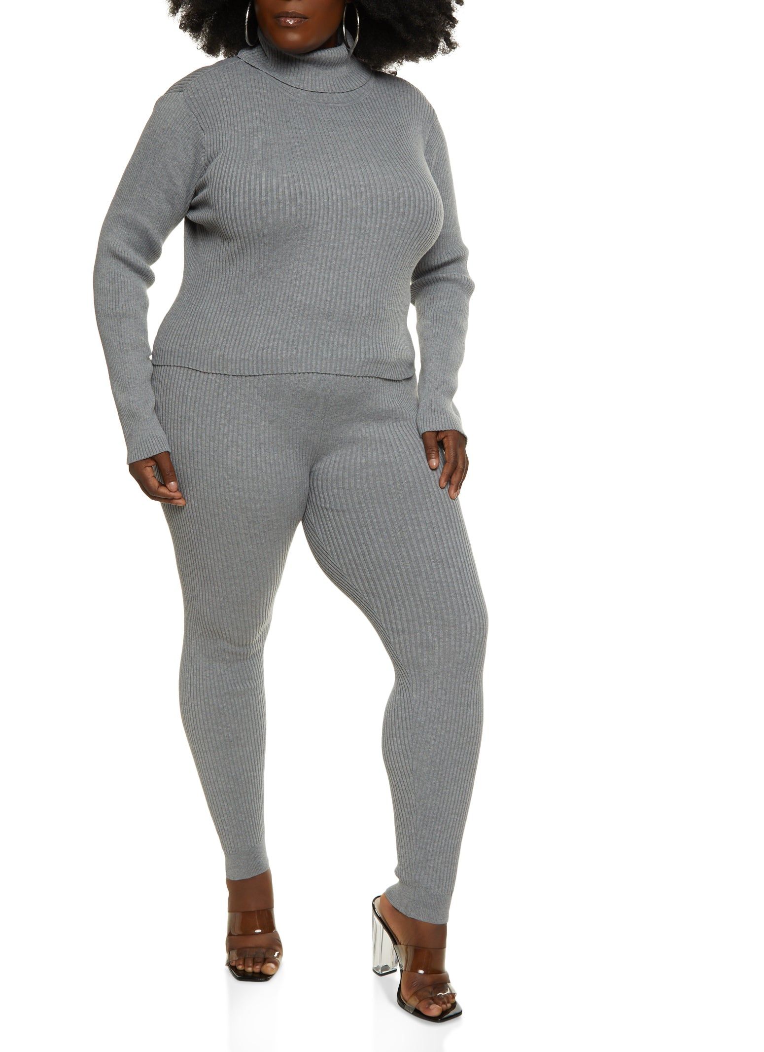 Plus Size Solid Ribbed Turtleneck Sweater sold by Rainbow product image thumbnail 2