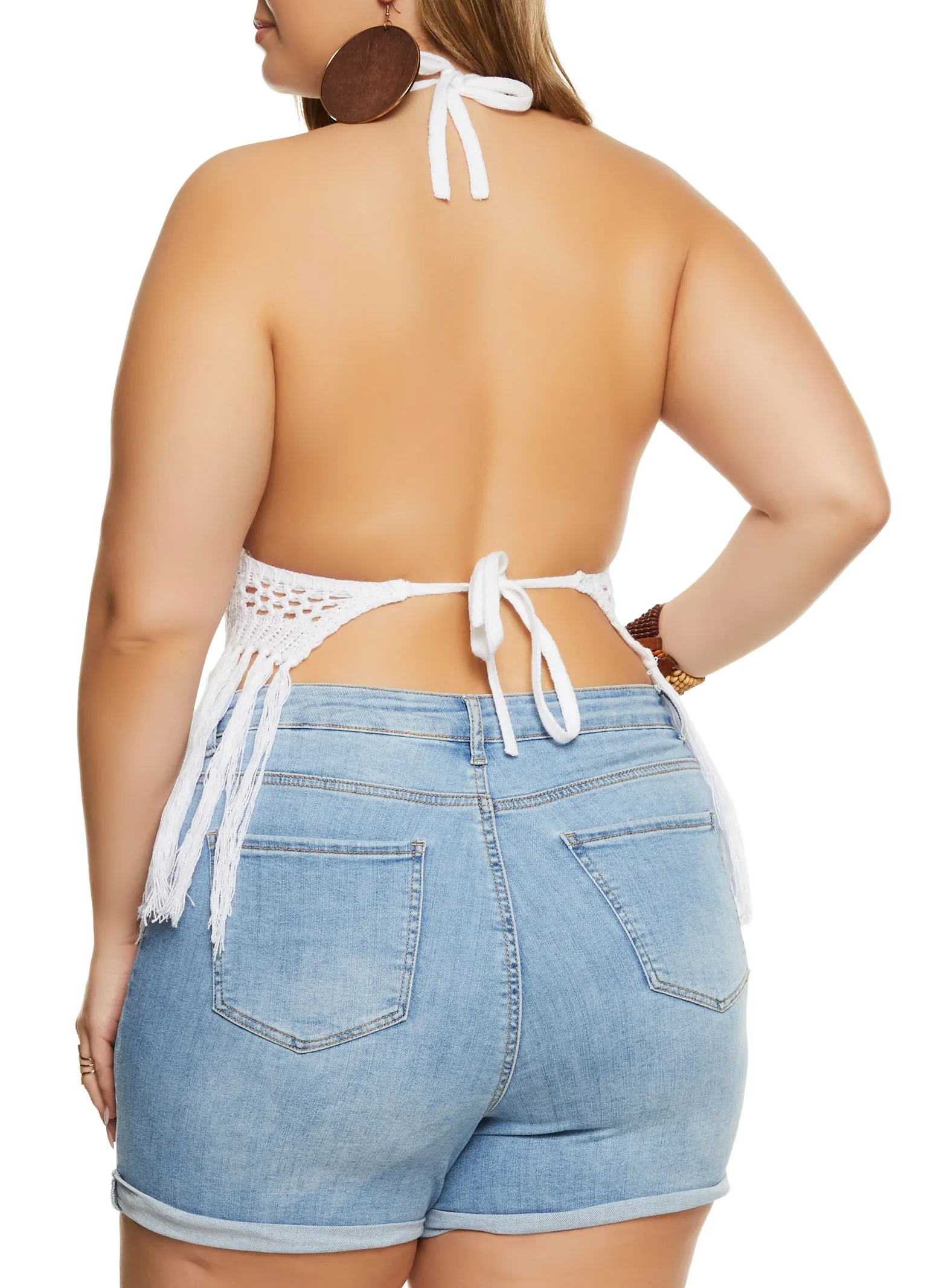 Plus Size Crochet Fringe Halter Top sold by Rainbow product image thumbnail 3