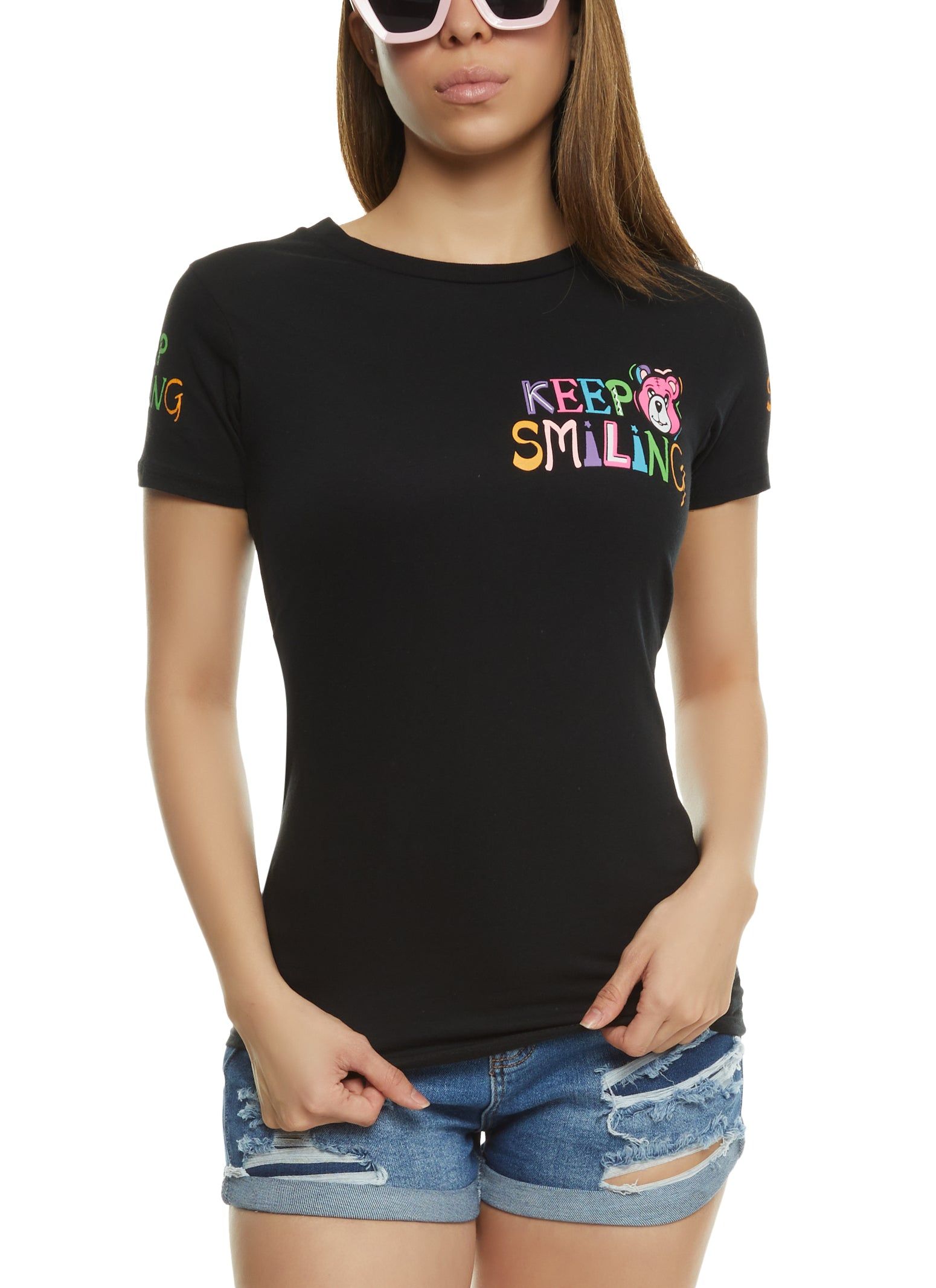 Keep Smiling Bear Graphic Tee sold by Rainbow product image thumbnail 2