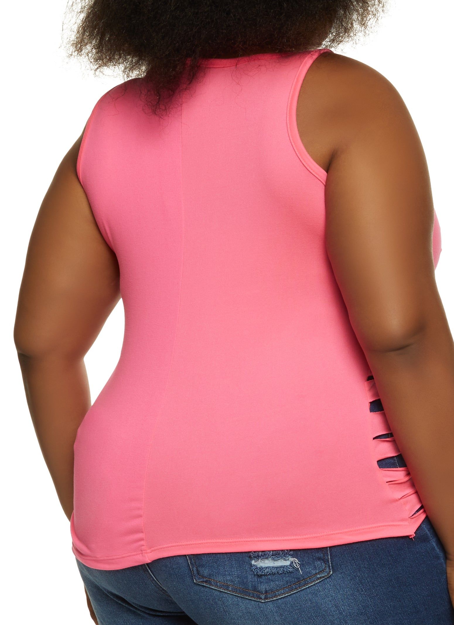 Plus Size Paradise Laser Cut Tank Top with Necklace sold by Rainbow product image thumbnail 2