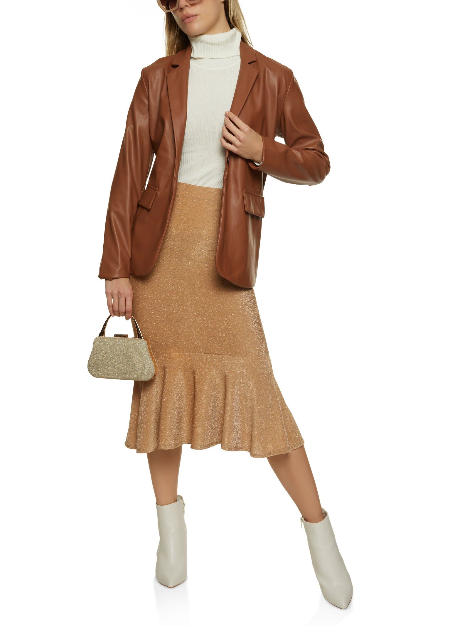 Faux Leather One Button Blazer sold by Rainbow product image thumbnail 2