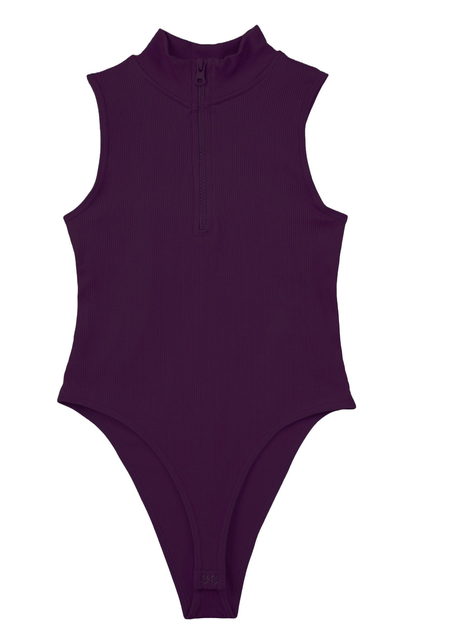 Ribbed Zip Neck Sleeveless High Cut Bodysuit sold by Rainbow product image thumbnail 3